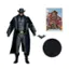 The image features a Batman figure wearing a cowboy hat and holding a Batman logo. The figure is standing next to a Batman logo, and there is a Batman comic book in the background. The scene appears to be a display of Batman merchandise.