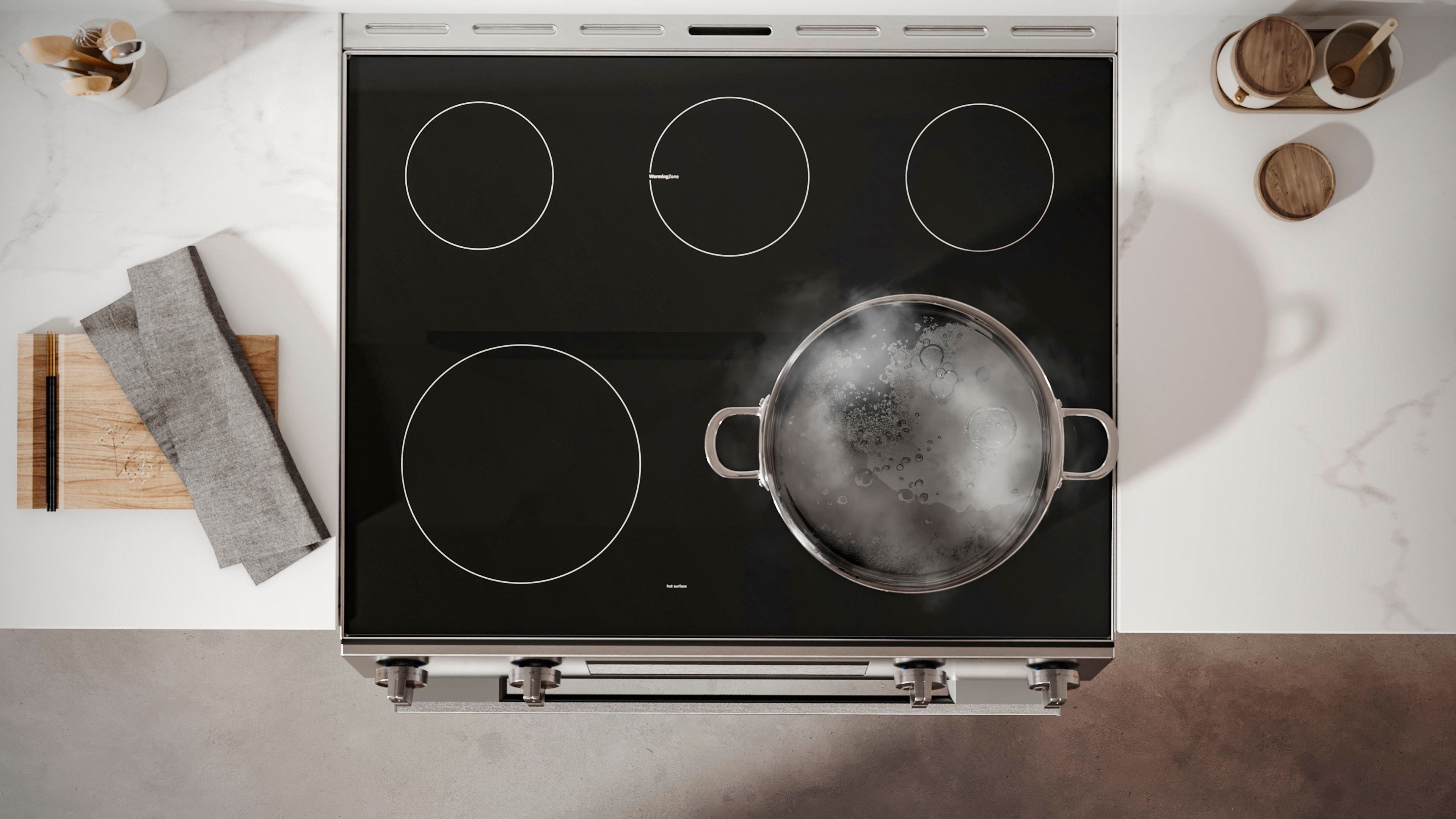 Alt View 14. Bosch - 100 Series 5.8 Cu. Ft. Slide-In Electric Convection Range with Steam-Assist - Stainless Steel.