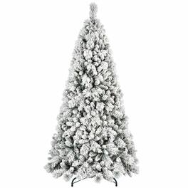 RYHNUYNE - 7.5FT Flocked Christmas Tree, 1252 Snowy PVC Hard Needle Branches Hinged Design Easy Setup Stable Metal Stand - Green,White