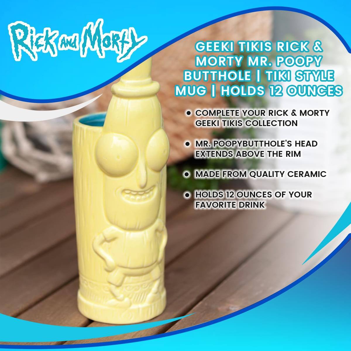 Rick And Morty Geeki Tikis Mr. Poopy Butthole | Tiki Style Mug | Holds 12 Ounces

- Complete your Rick & Morty Geeki Tikis Collection
- Mr. Poopybutthole's head extends above the rim
- Made from quality ceramic
- Holds 12 ounces of your favorite drink
