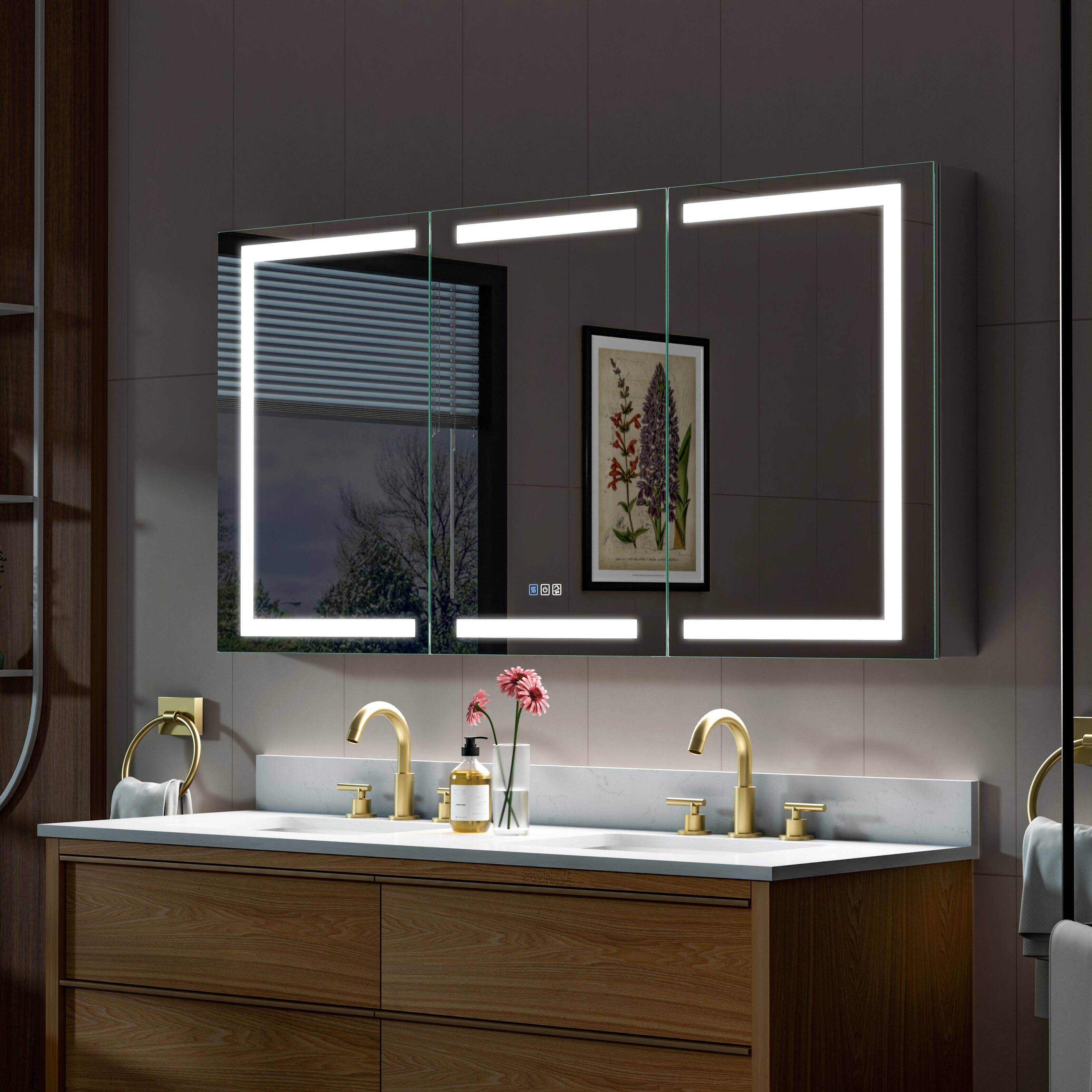 WELLFOR 60 in. W x 30 in. H Rectangular Aluminum LED Recessed or ...