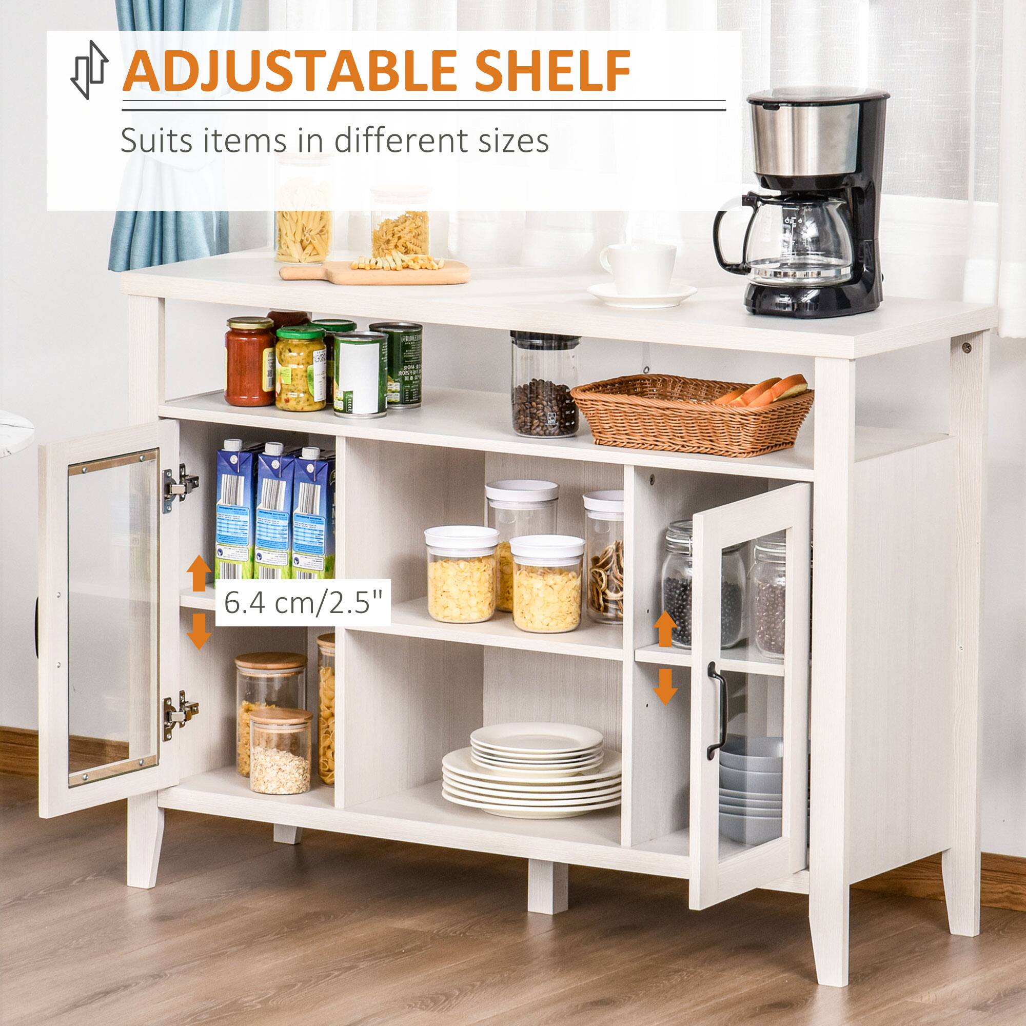 ADJUSTABLE SHELF  
Suits items in different sizes  

6.4 cm/2.5"