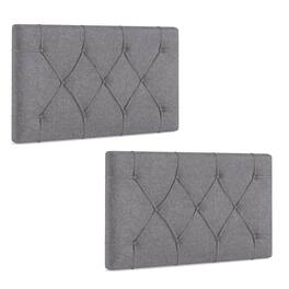 Gymax - 2PCS Upholstered Headboard for Twin Size Bed w/ Fabric Upholstery Adjustable Height - Gray