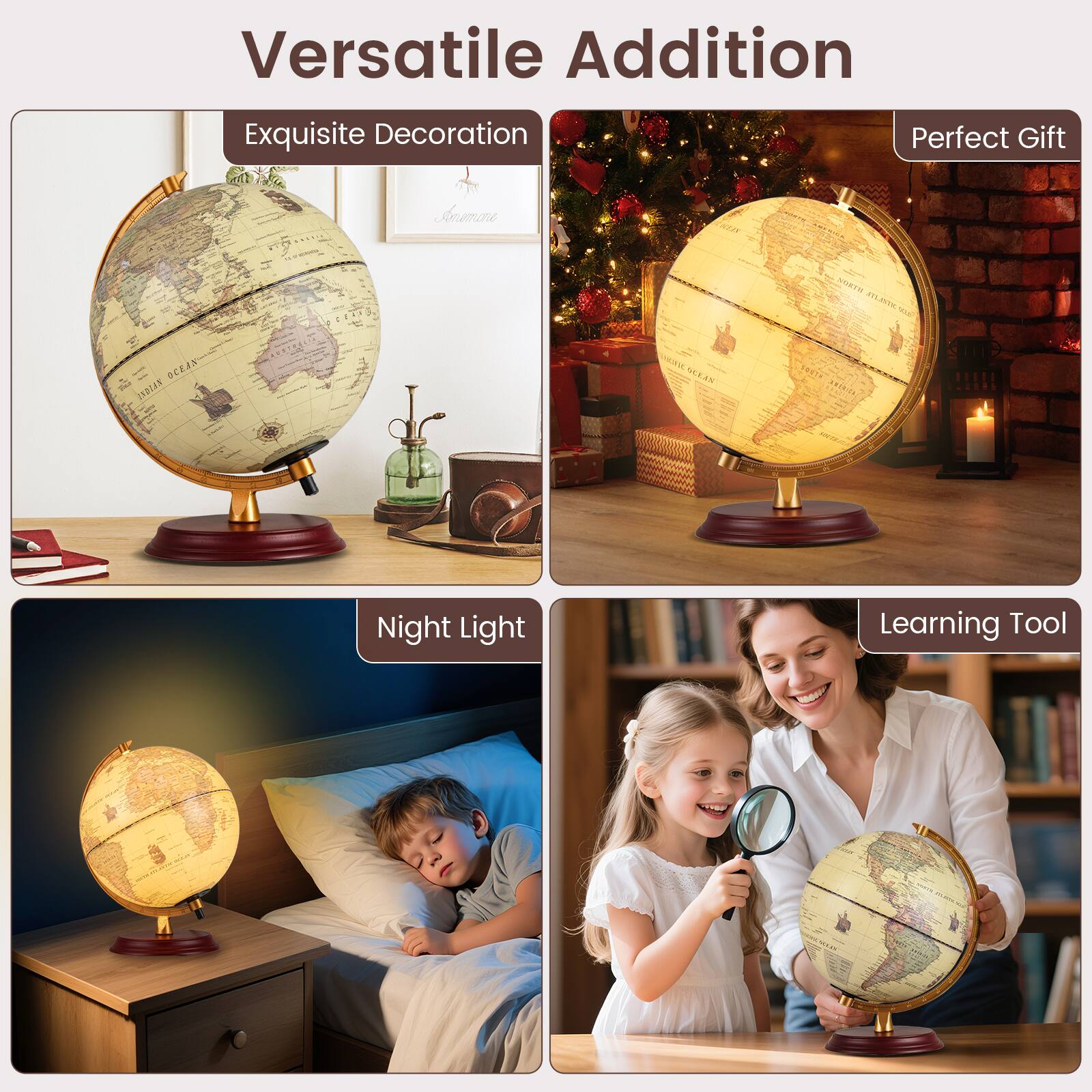 Gymax 8 Inch Illuminated World Globe Night Light up Globe Lamp