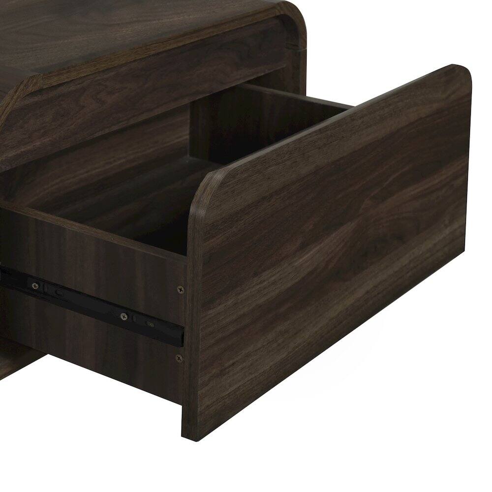 Alt View 4. New Classic Furniture - Mara 2-Piece Wood End Table/Bedside Table in Walnut - Brown.