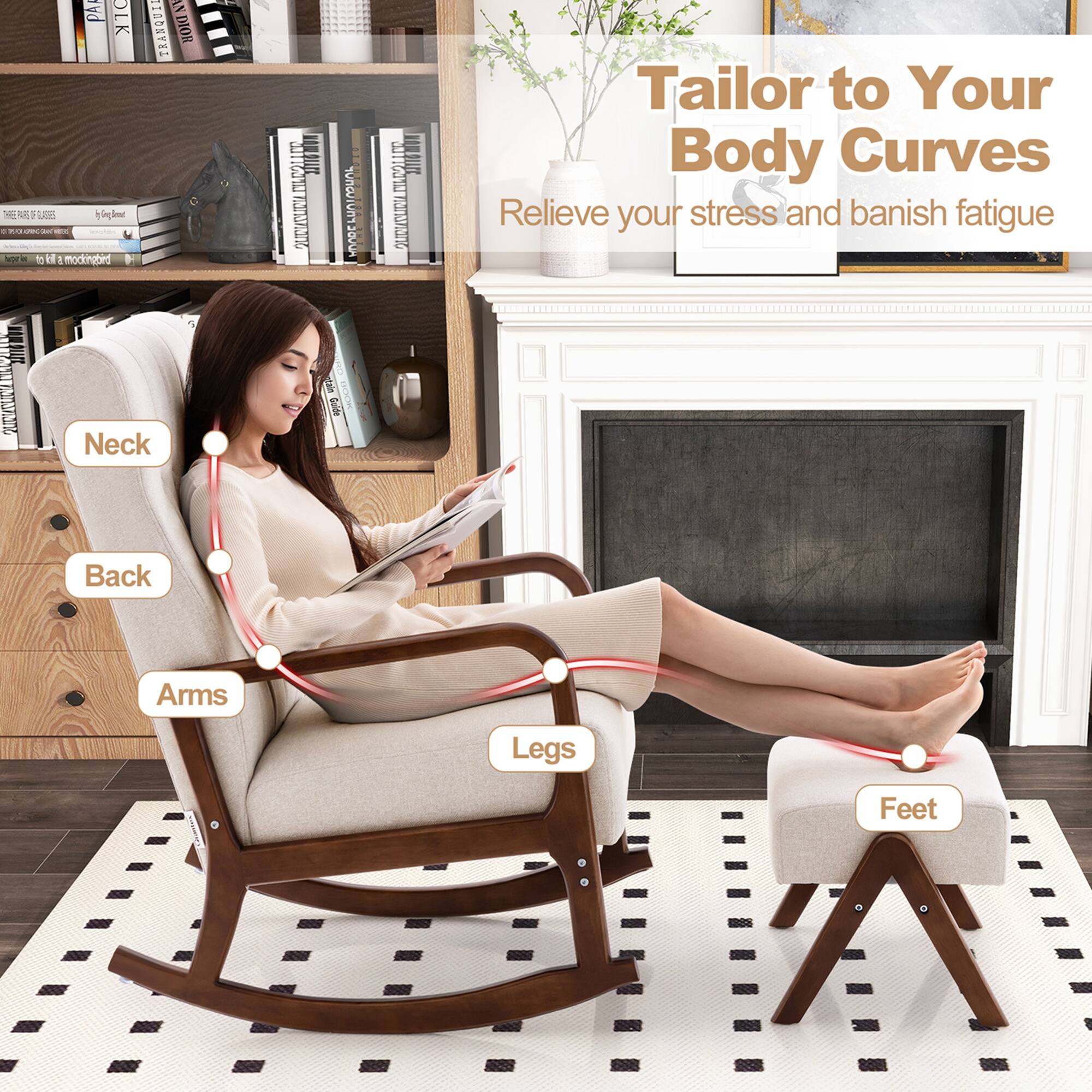 Tailor to Your Body Curves  
Relieve your stress and banish fatigue  

Neck  
Back  
Arms  
Legs  
Feet