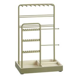 Songmics Home - Jewelry Holder, Jewelry Organizer, Jewelry Display Stand with Metal Frame, Velvet Tray, Necklace Earring Bracelet Holder - Green and White