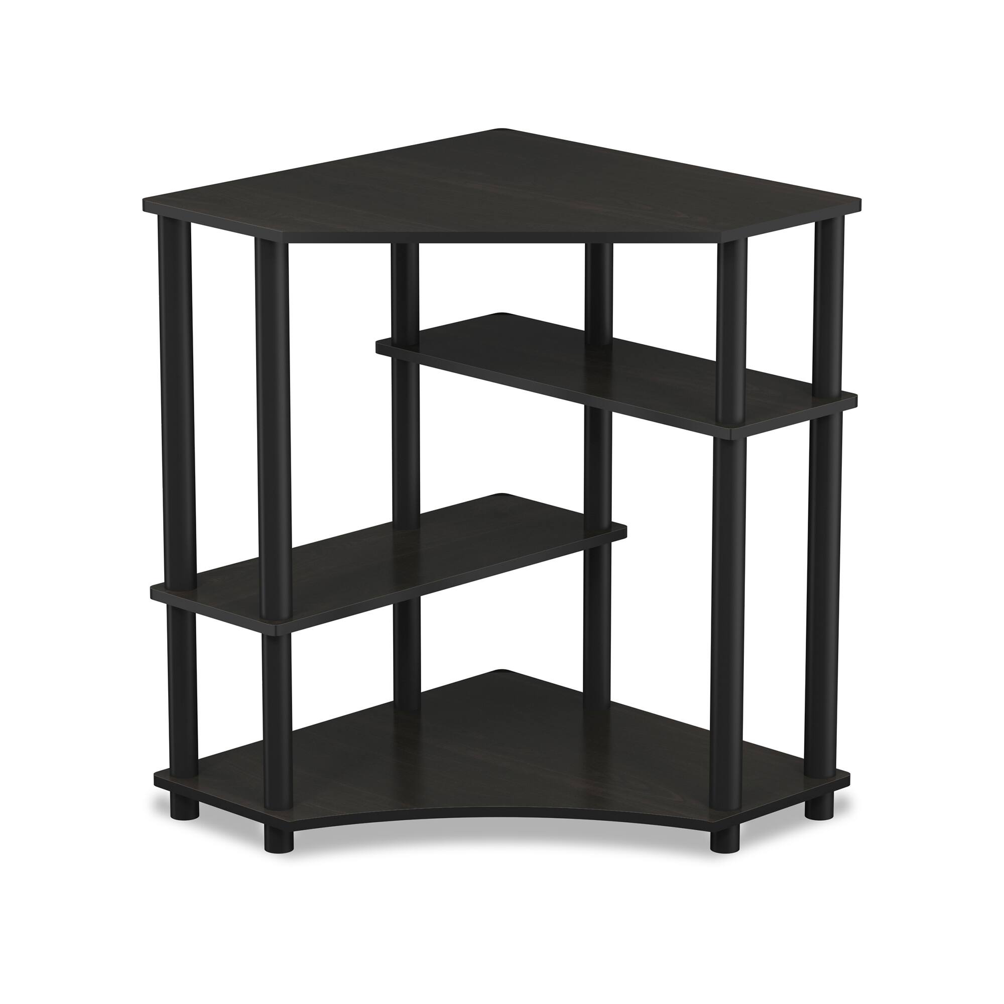 Furinno - Turn-N-Tube Space Saving Corner Desk with Shelves - Espresso/Black