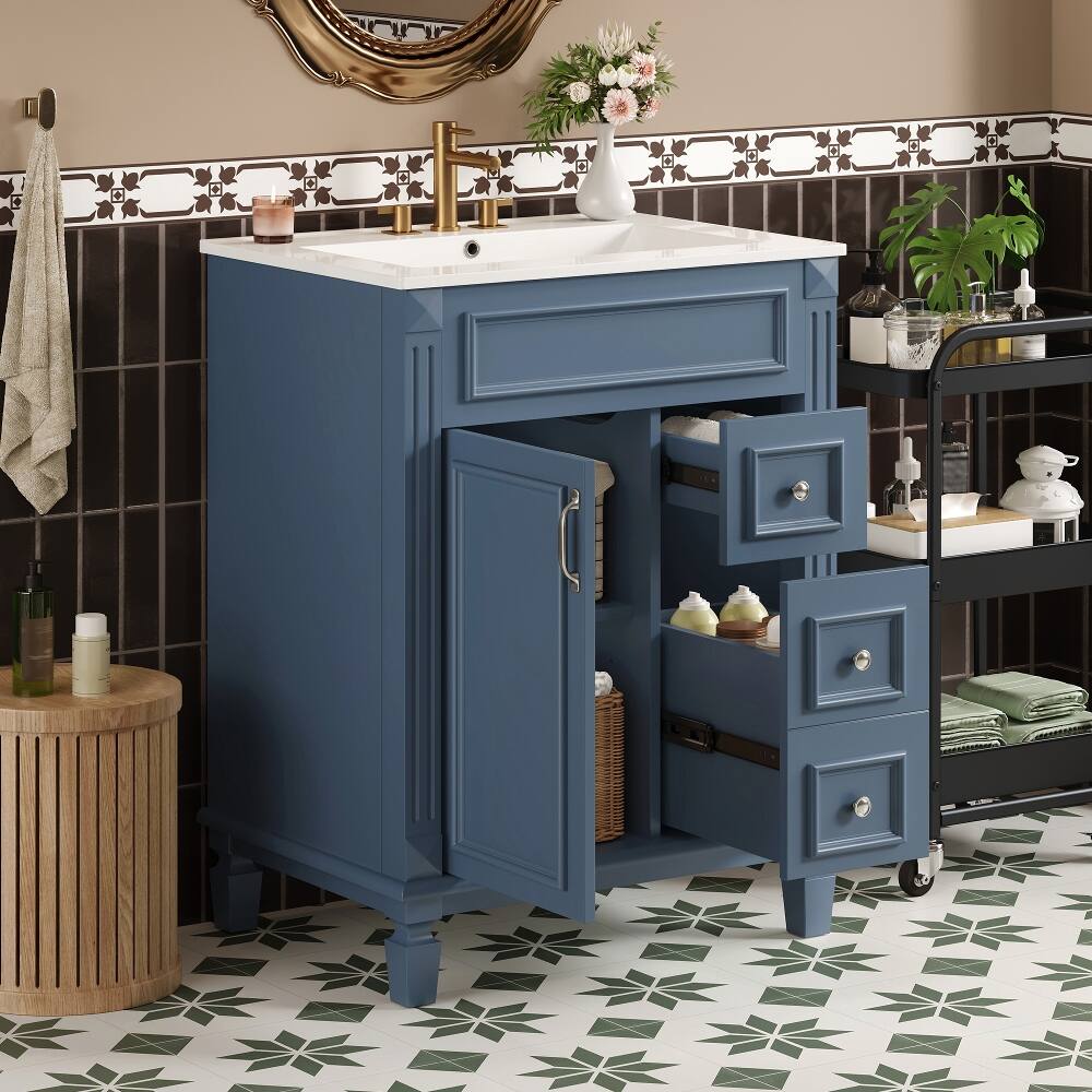 Angle. Loheer - Loheer 24 inch bathroom vanity with sink Blue Small Bathroom Vanity Solid Wood Frame - Blue.