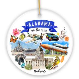 OrnamentallyYou - Artistic Alabama State Themes and Landmarks Christmas Ornament - Multi-colored