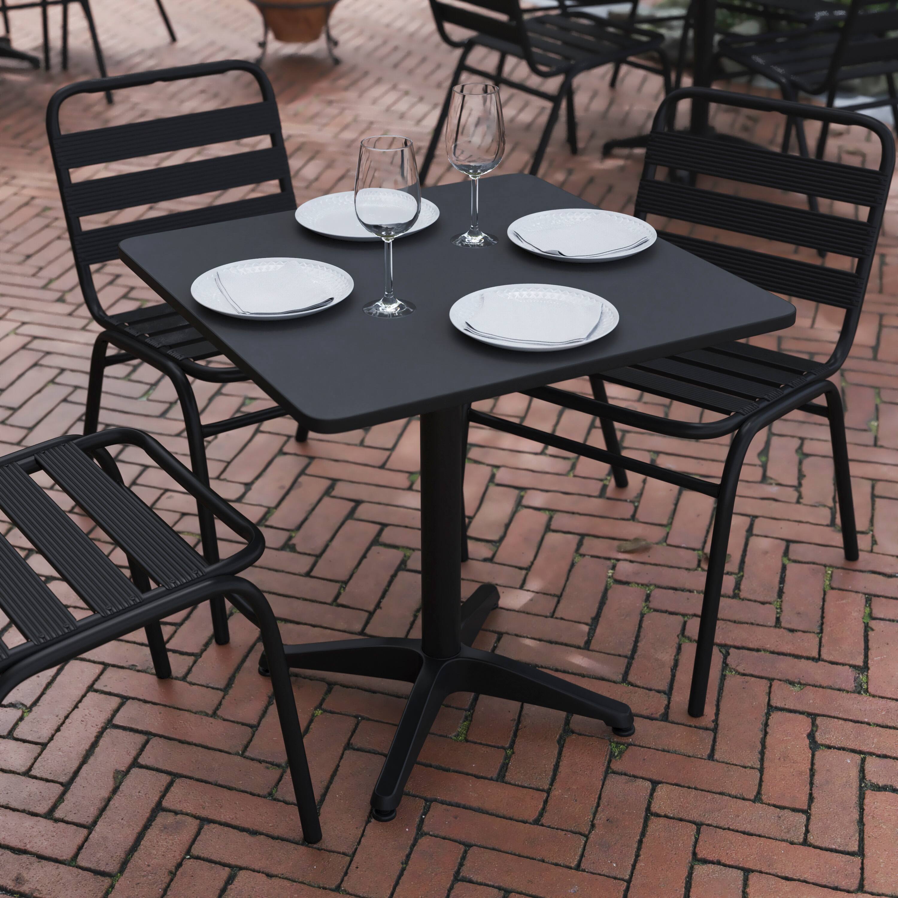 Alt View 2. Flash Furniture - Mellie 27.5'' Black Square Metal Indoor-Outdoor Table with Base - Black.