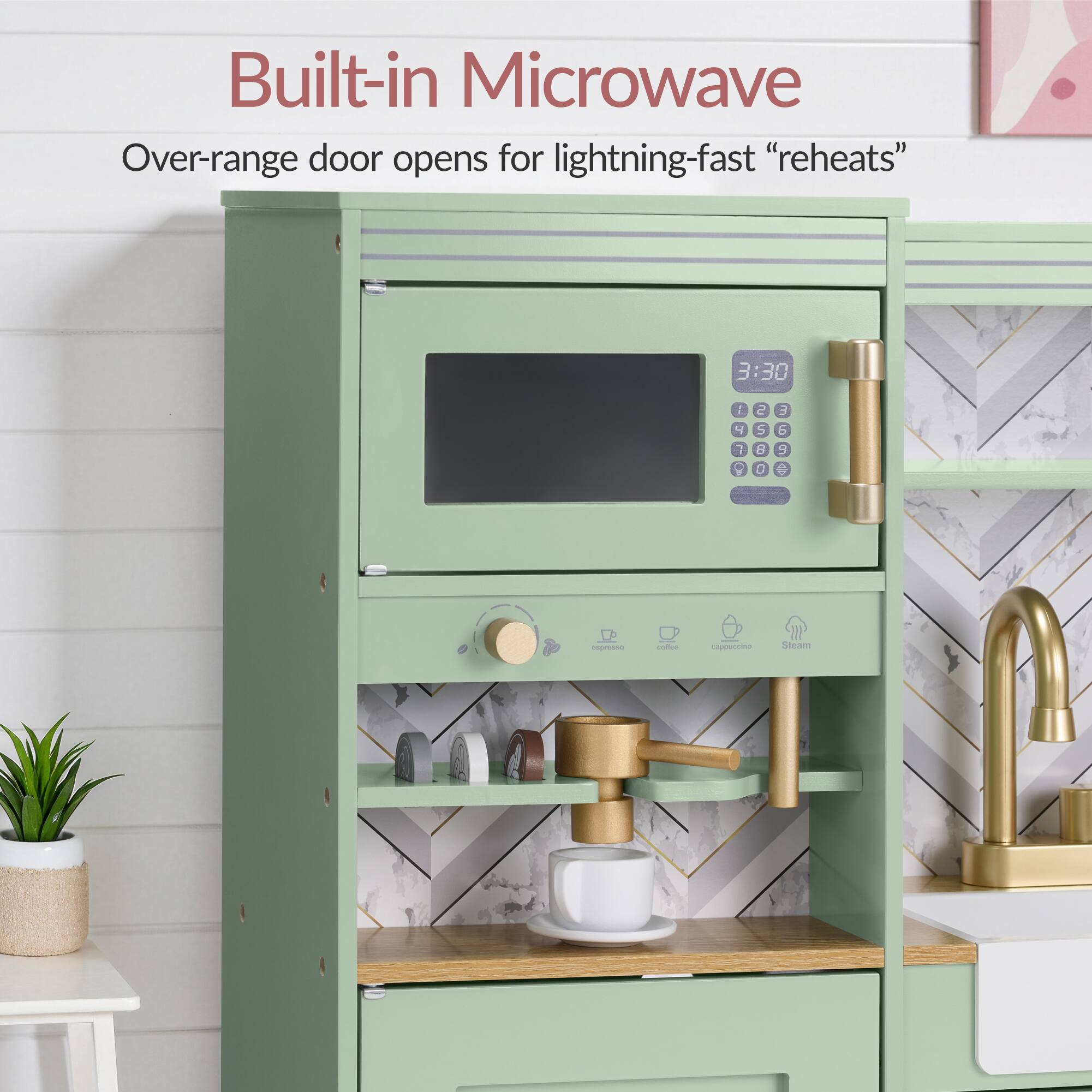Built-in Microwave  
Over-range door opens for lightning-fast "reheats"