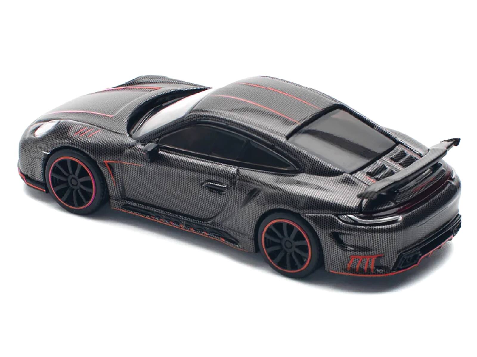 Back. Pop Race - 992 Stinger GTR Carbon Edition with Red Accents 1/64 Diecast Model Car by Pop Race - Black.
