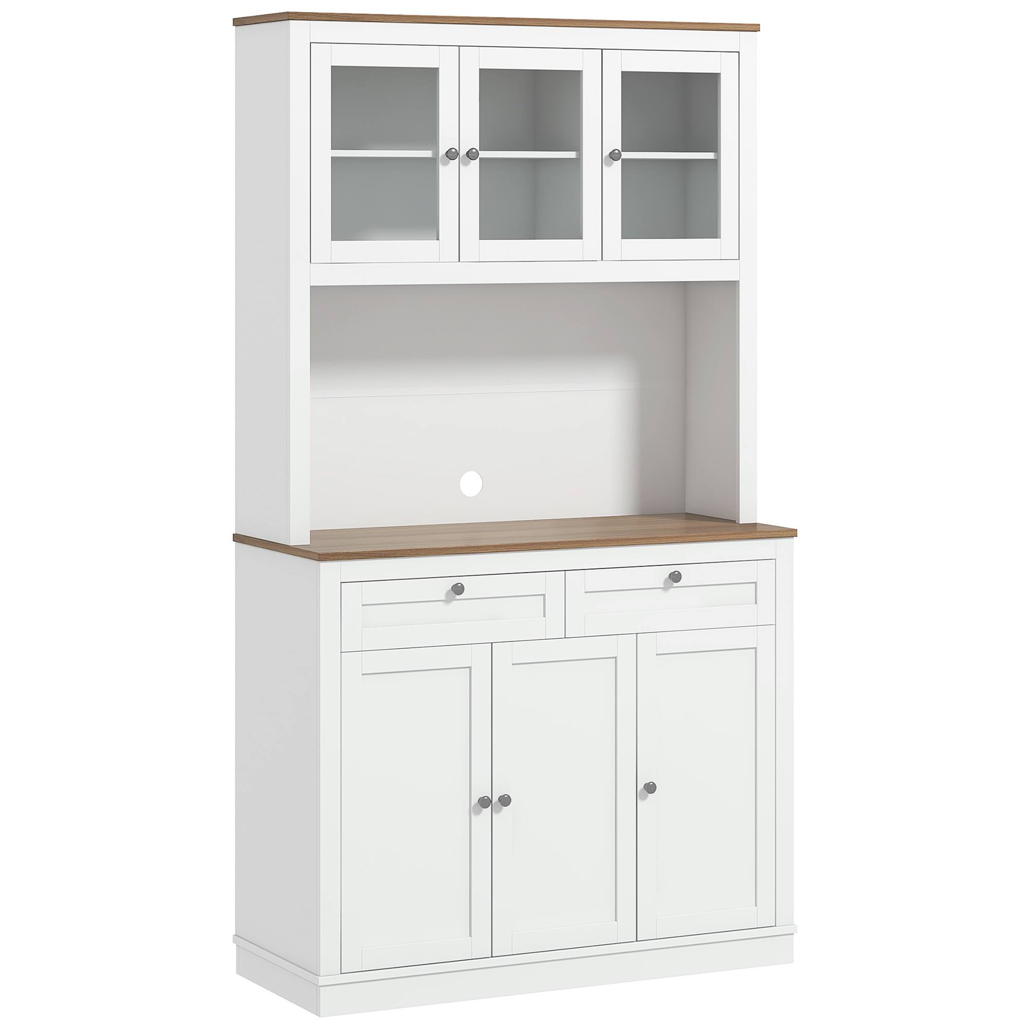 Angle. Dexmalle - Dexmalle-71" Tall Freestanding Kitchen Storage Cabinet with Microwave Stand and Adjustable Shelves-White - White.