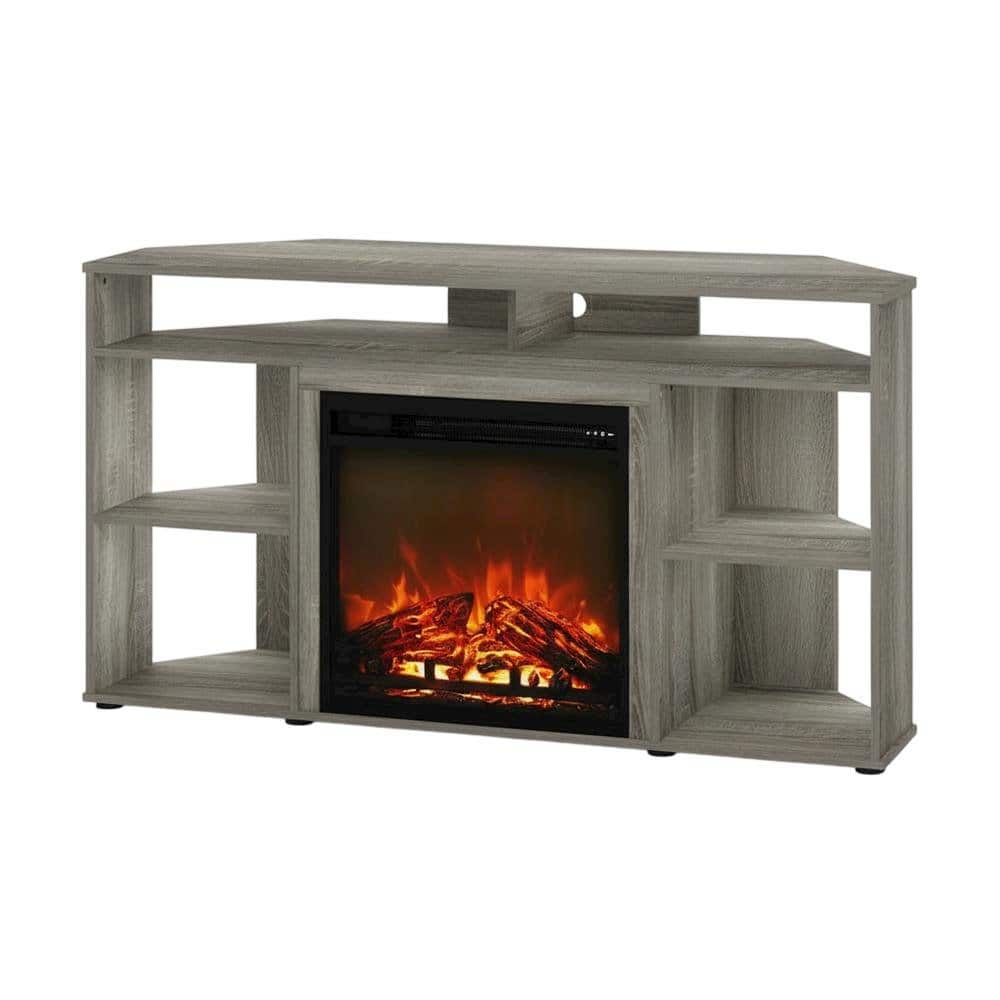 FurniFact - French Oak Grey TV Stand with Fireplace for Up to 55-Inch Screens - Gray price history on PriceWatchPro