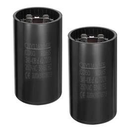 Unique Bargains - 2pcs CD60 Motor Run Capacitor, 340-408uF MFD AC250V, 50-60Hz, for Motor 46x86mm - Black