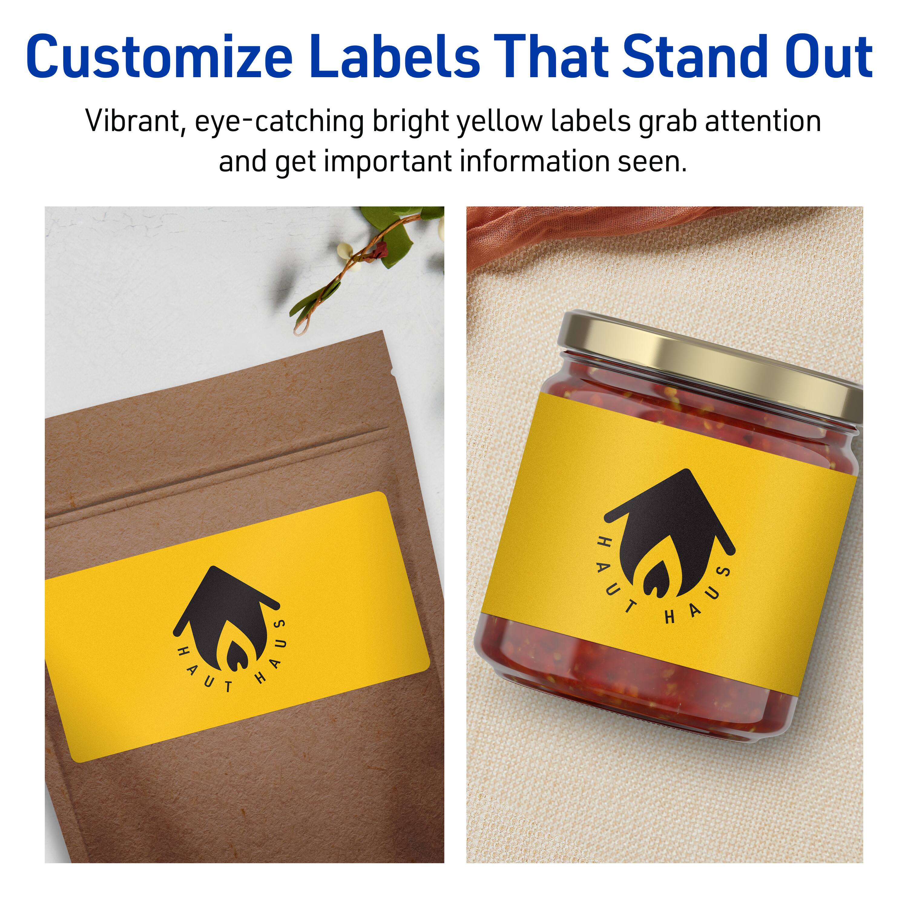 Customize Labels That Stand Out

Vibrant, eye-catching bright yellow labels grab attention and get important information seen.

HAUT HAUS