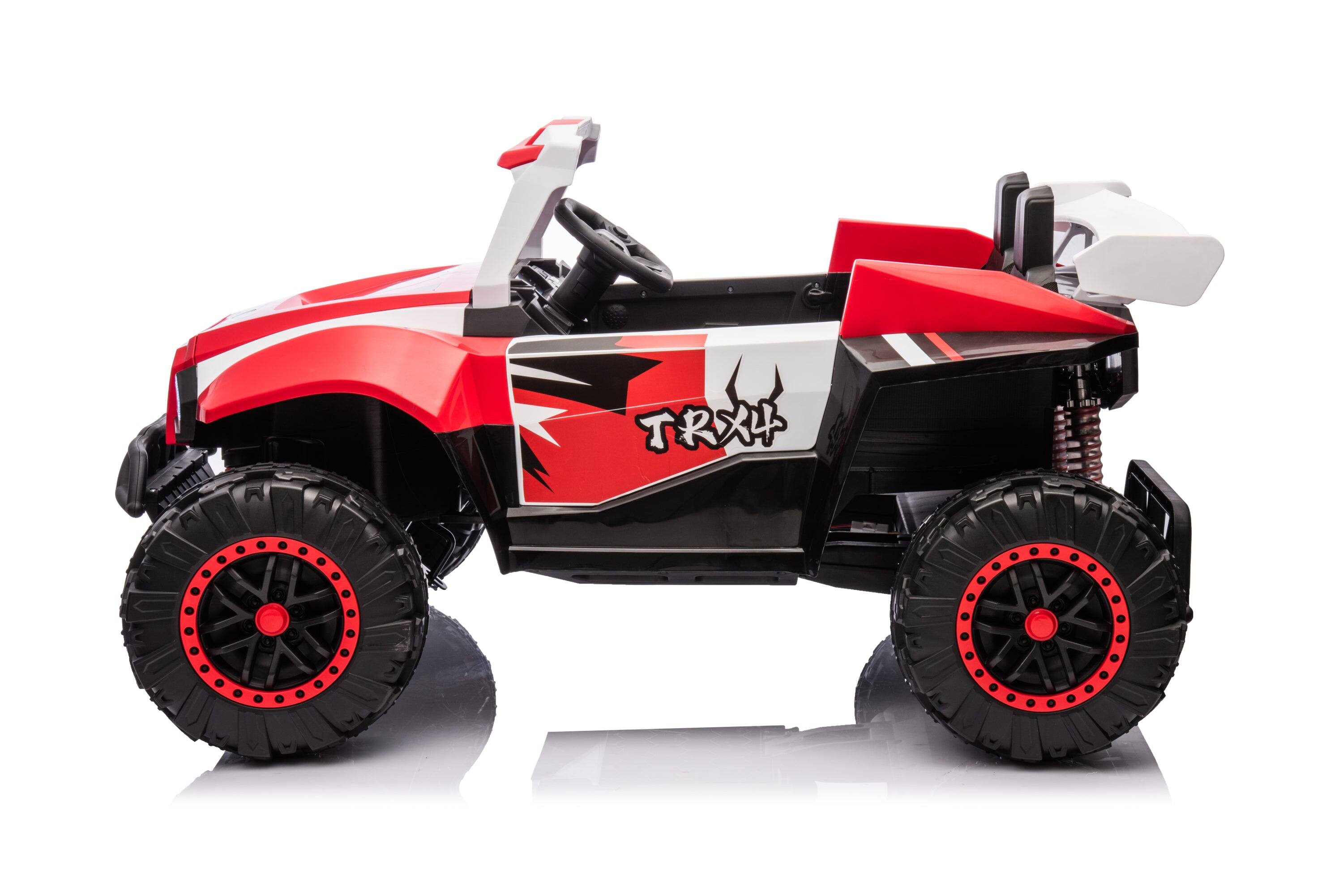 Alt View 1. BreeBe - 24V 2 Seater Ride on Car for Kids, 4x4 Off-Road UTV Toy w/ 4x200W Powerful Motors Ride On Car - White+Red.