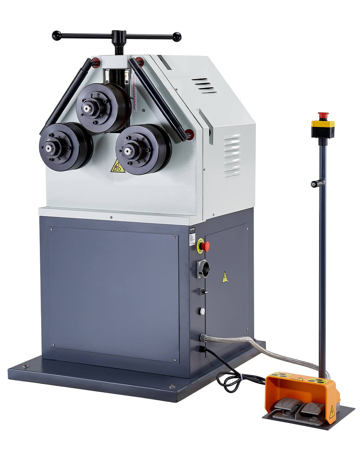 Front. VEVOR - 2.2KW Electric Roll Bending Machine, 3-Roller Electric Pipe Bender Machine with 180° Maximum Bending Angle - Black;White.