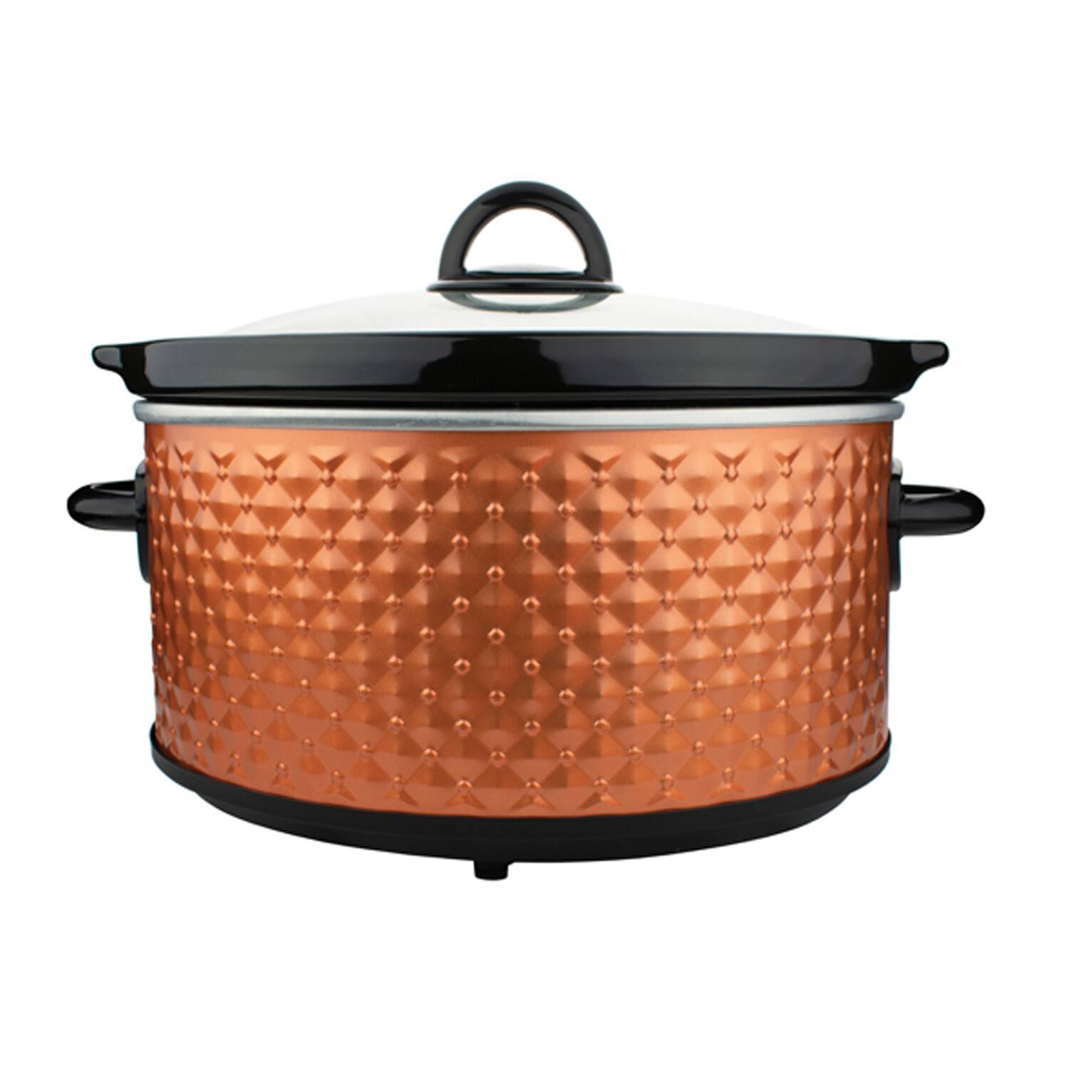 Alt View 2. Brentwood - Brentwood 3.5 Quart Diamond Pattern Slow Cooker in Copper - Copper.