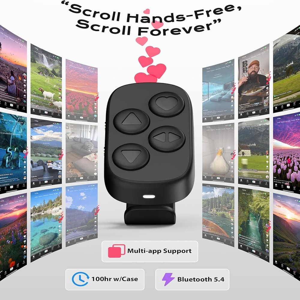 ACJPR - Bluetooth 5.4 Scrolling Ring for TikTok, 100Hrs Battery, Wireless Remote