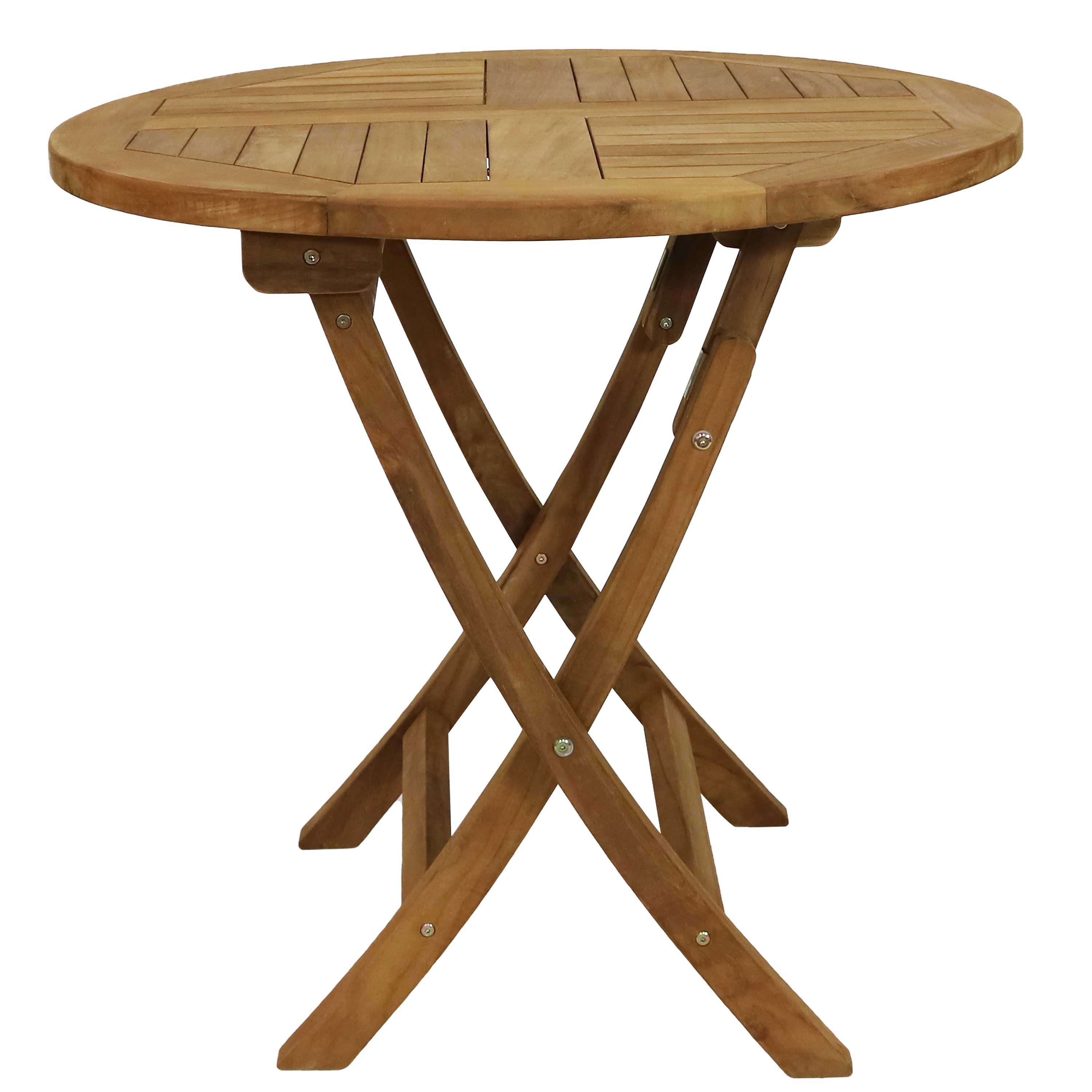 Alt View 7. Sunnydaze - 32 in Solid Teak Wood Folding Round Patio Dining Table - Light Brown.