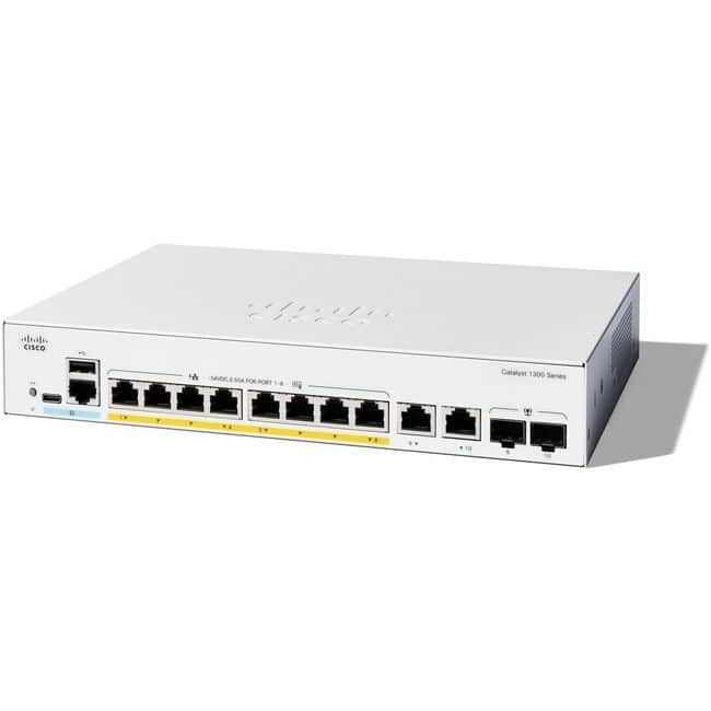 Cisco Consumer Products - Cisco Catalyst C1300-8P-E-2G Ethernet Switch - 8 Ports - Manageable - Gigabit Ethernet - 10/100/1000Base-T, 1000Base-X - Unknown