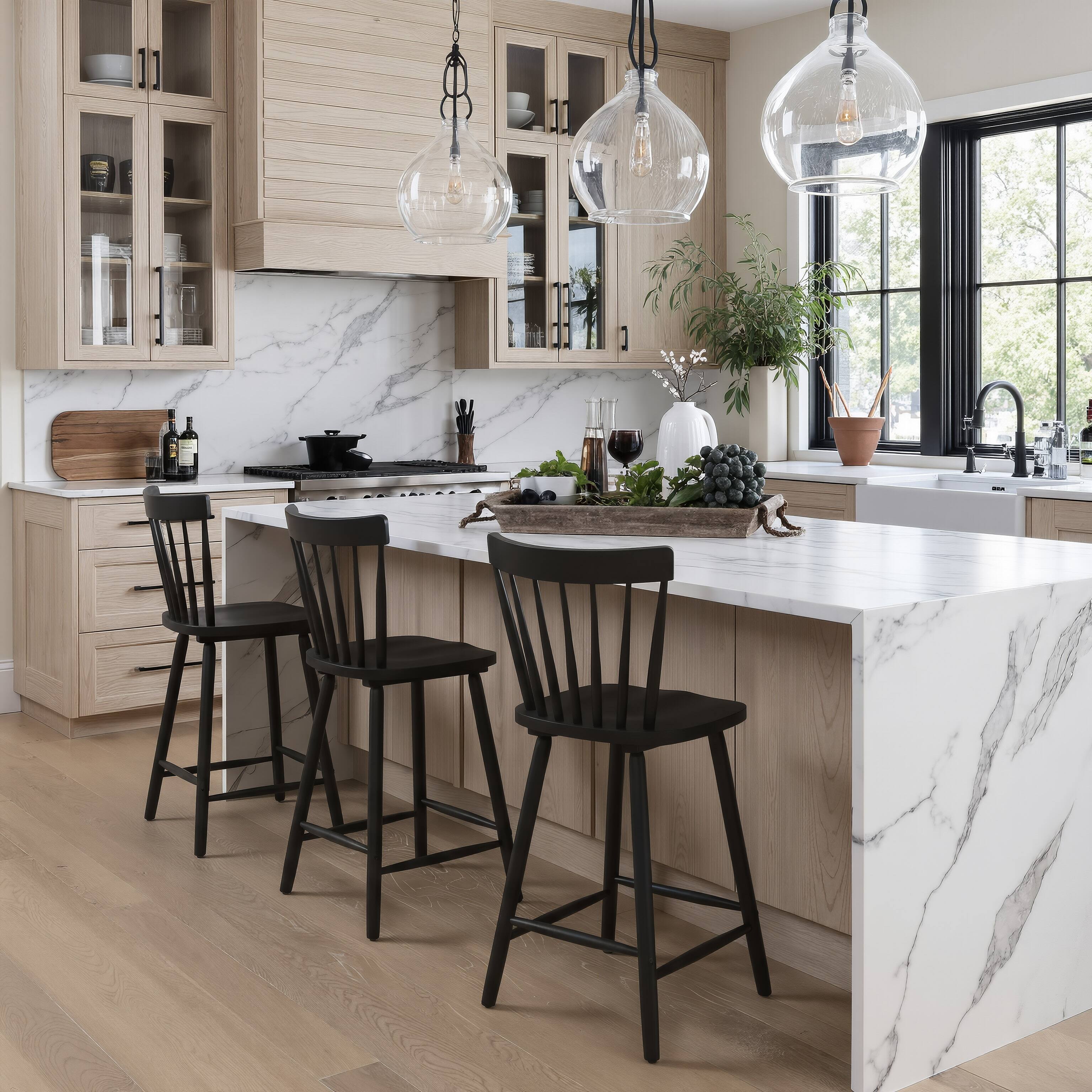 Angle. Hivvago - Tyce Counter Stool (Set of 2) Black - Black.