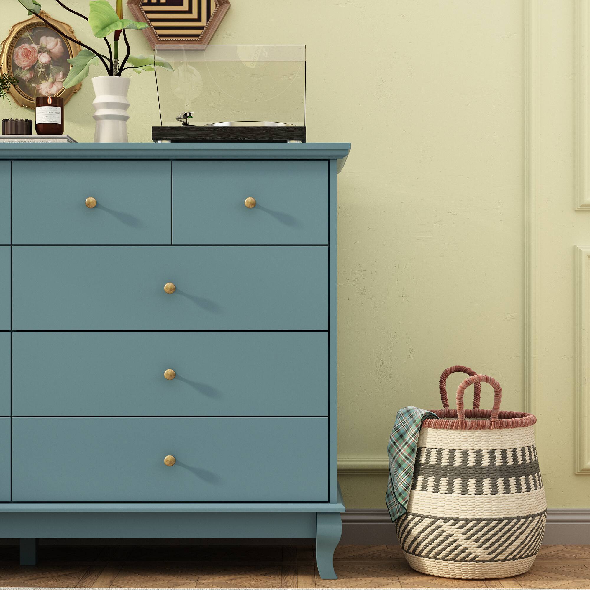 Alt View 4. Famapy - Famapy Horizontal Dresser 10 Drawers of Chest with European - Style Elegance - Blue.