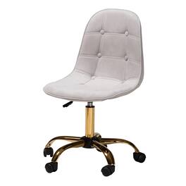 Baxton Studio - Kabira Contemporary Glam and Luxe Velvet Fabric and Metal Swivel Office chair - Grey/Gold