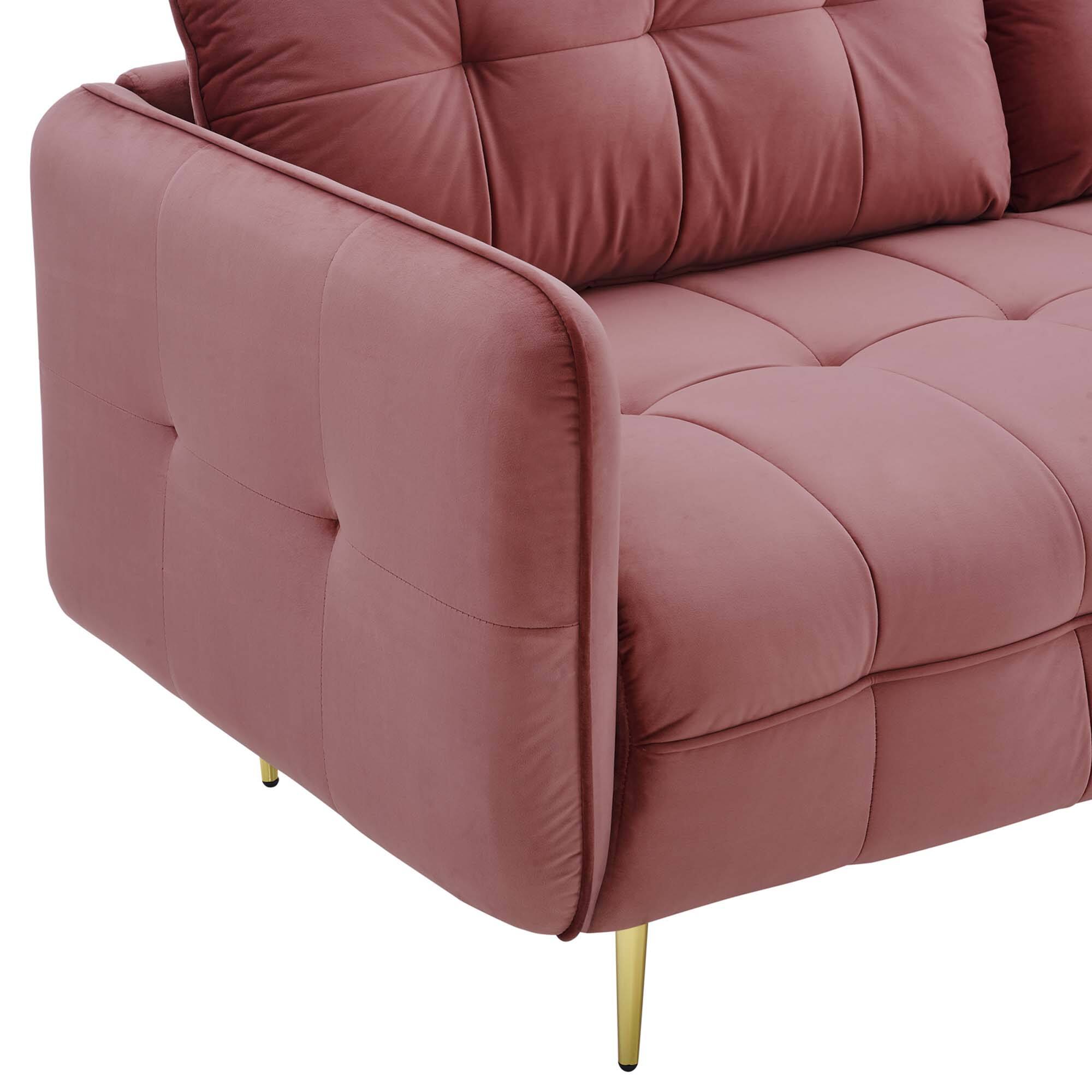 Alt View 5. Modway - Cameron Tufted Performance Velvet Sofa by Modway - Dusty Rose.