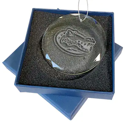 Front. The Memory Company - Florida Gators 3.25'' Laser Engraved Glass Ornament - Multicolor.