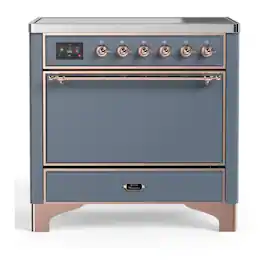 ILVE - Majestic II Series 36 in. Induction Range with 5 Induction Elements (Copper Trim) - Blue Grey