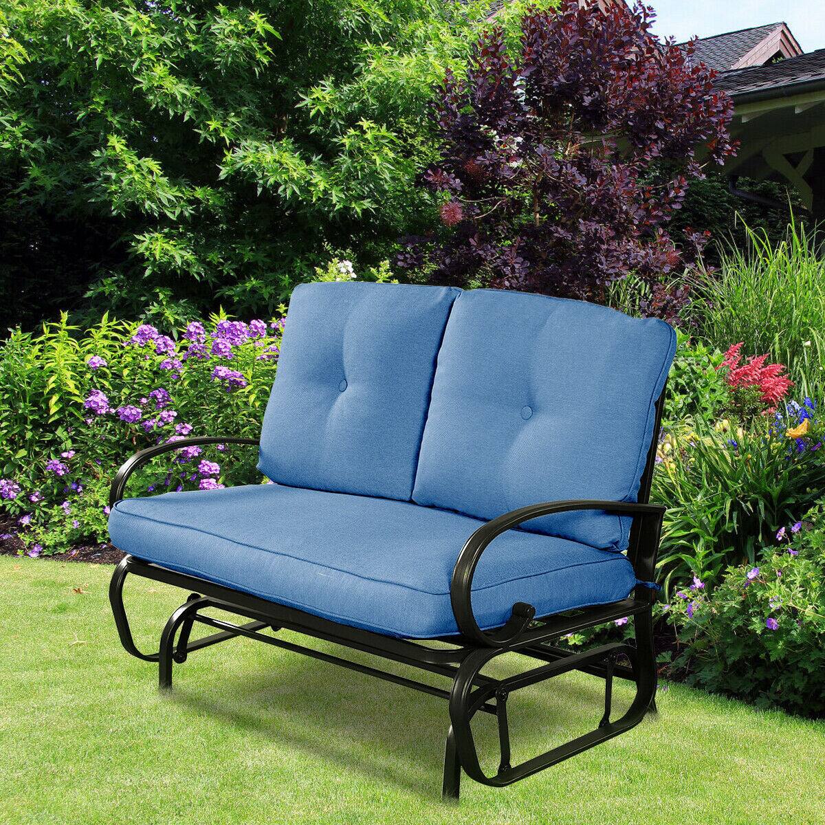 Alt View 1. Boyel Living - 2 Seats Outdoor Swing Glider Chair with Comfortable Cushions - Blue.