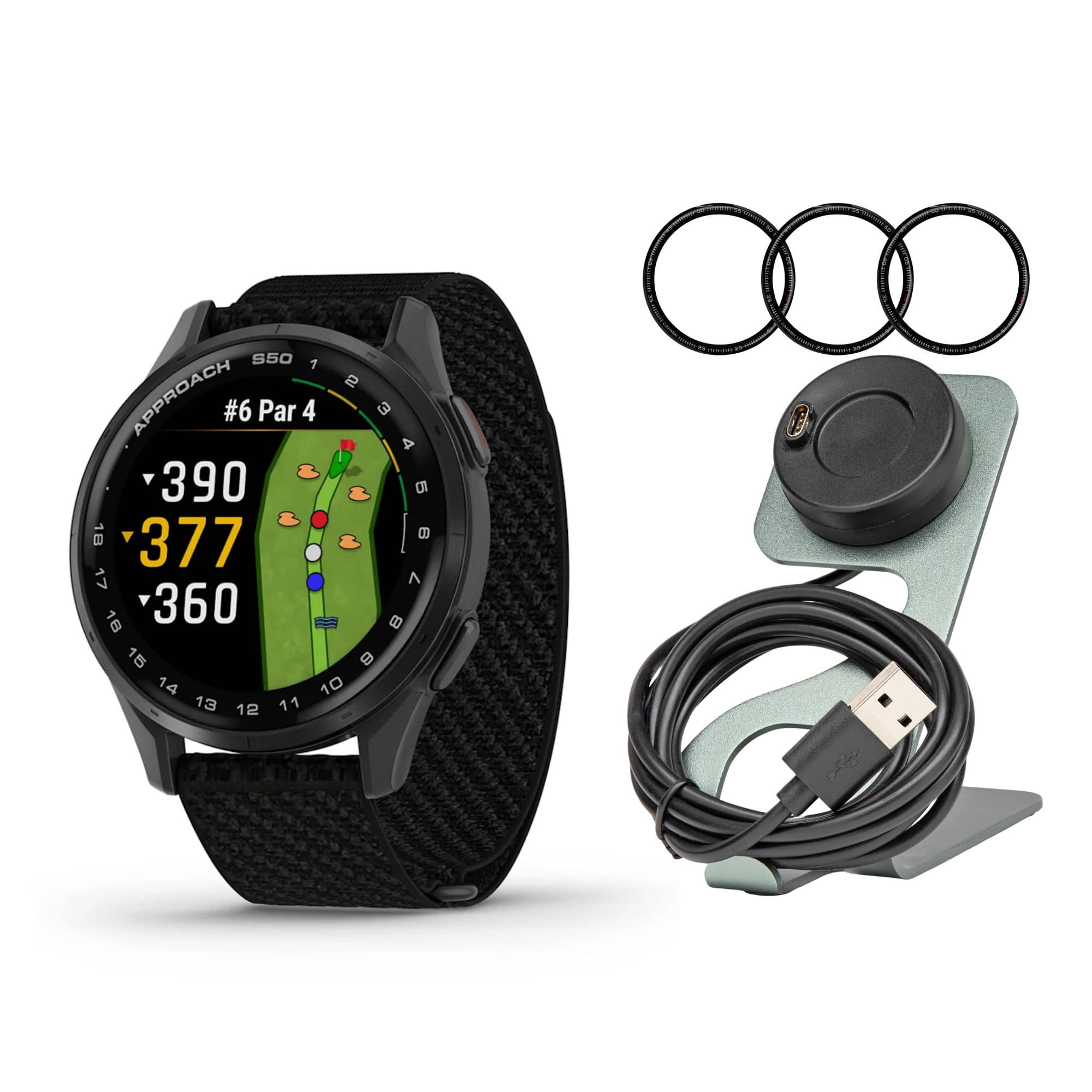 ア*ロ様 2025年モデル Garmin｜Approach S50 GPS Garmin Approach S50 GPS AMOLED Golf Smartwatch and Charger Stand