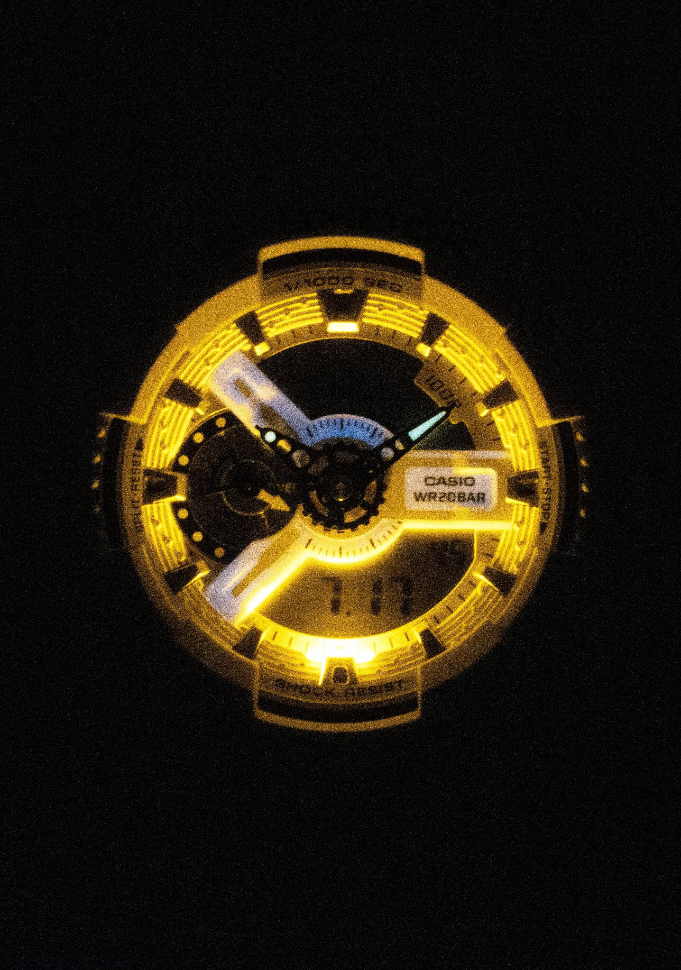 1/1000 SEC RESET SPLIT I 1000 CASIO WR20BAR 7.17 START STOP SHOCK RESIST