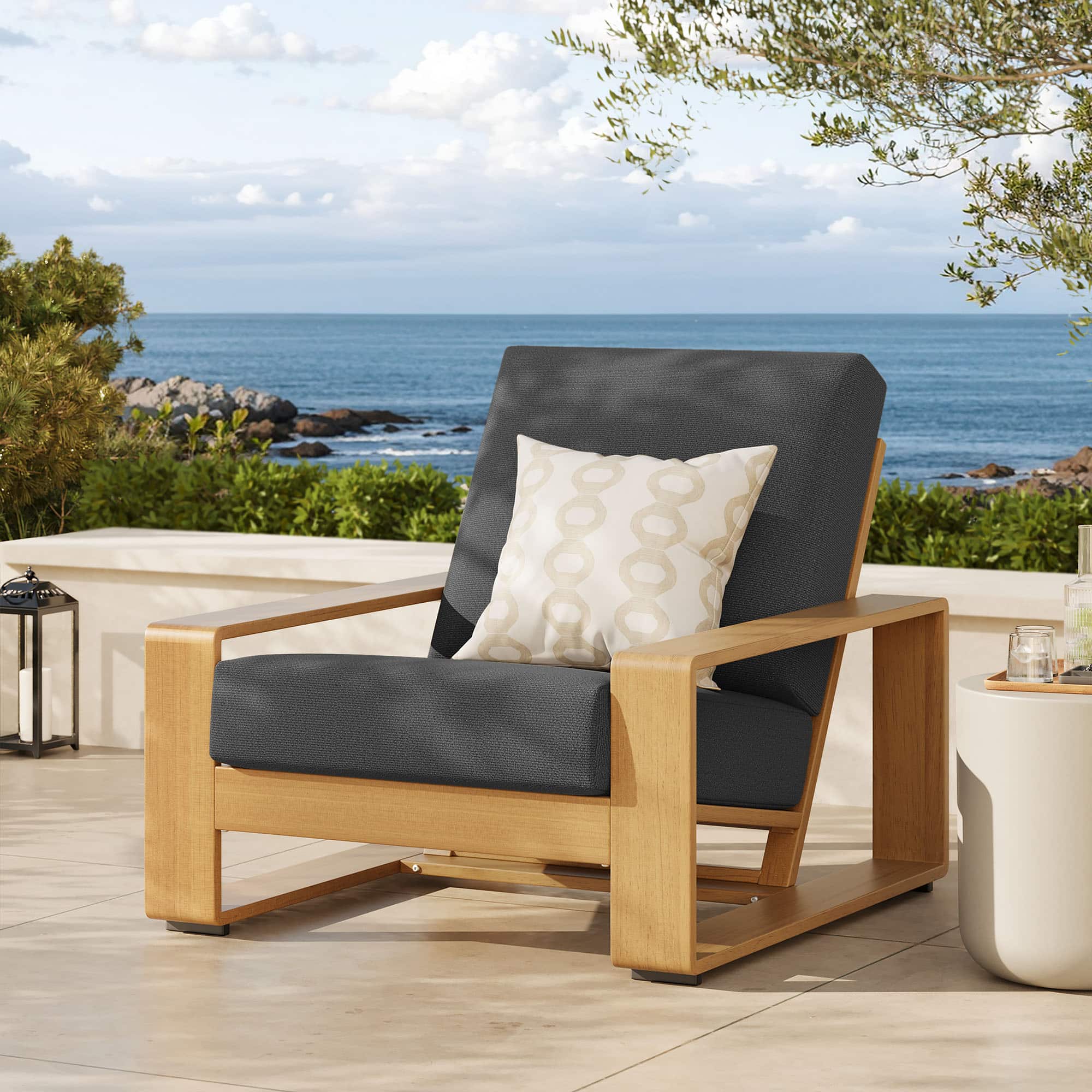 Lirienne Outdoor Patio Aluminum Faux Wood Armchair by Modway - Charcoal Natural