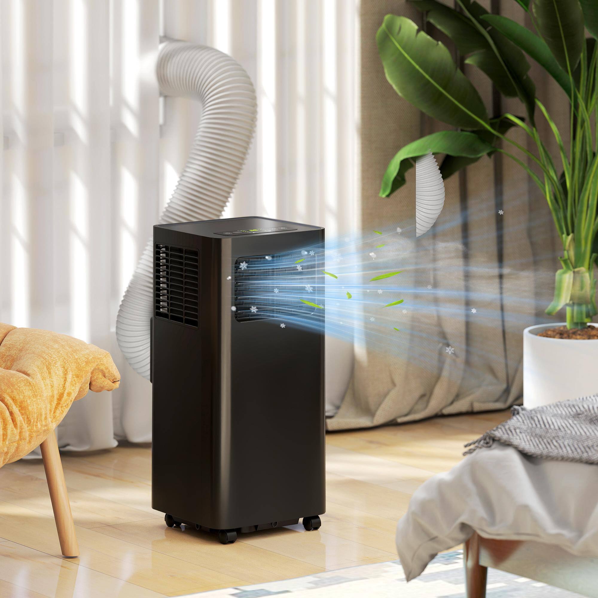 Alt View 4. Resenkos - 10000 BTU Mobile Air Conditioner, 441 Sq. Ft., AC Unit with Dehumidifier, Sleep, Window Kit, Black - Black.