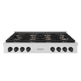 ZLINE - Autograph 48 in. Satin Steel Paramount Rangetop with 8 DuoPro Burners and Black Accents (PSRTSZ-48-MB) - Satin Stainless Steel