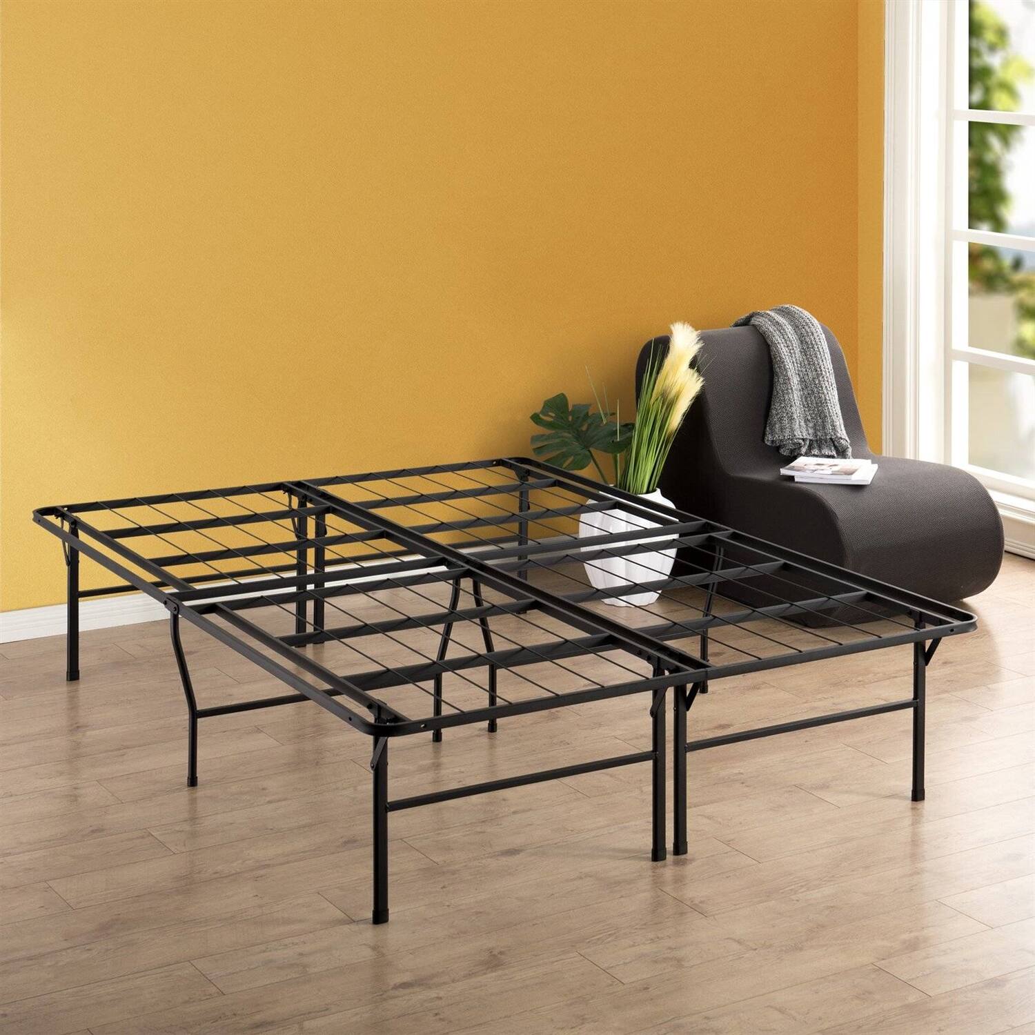 Left. Hivvago - Hivvago Queen size 18-inch High Rise Folding Metal Platform Bed Frame - Black.