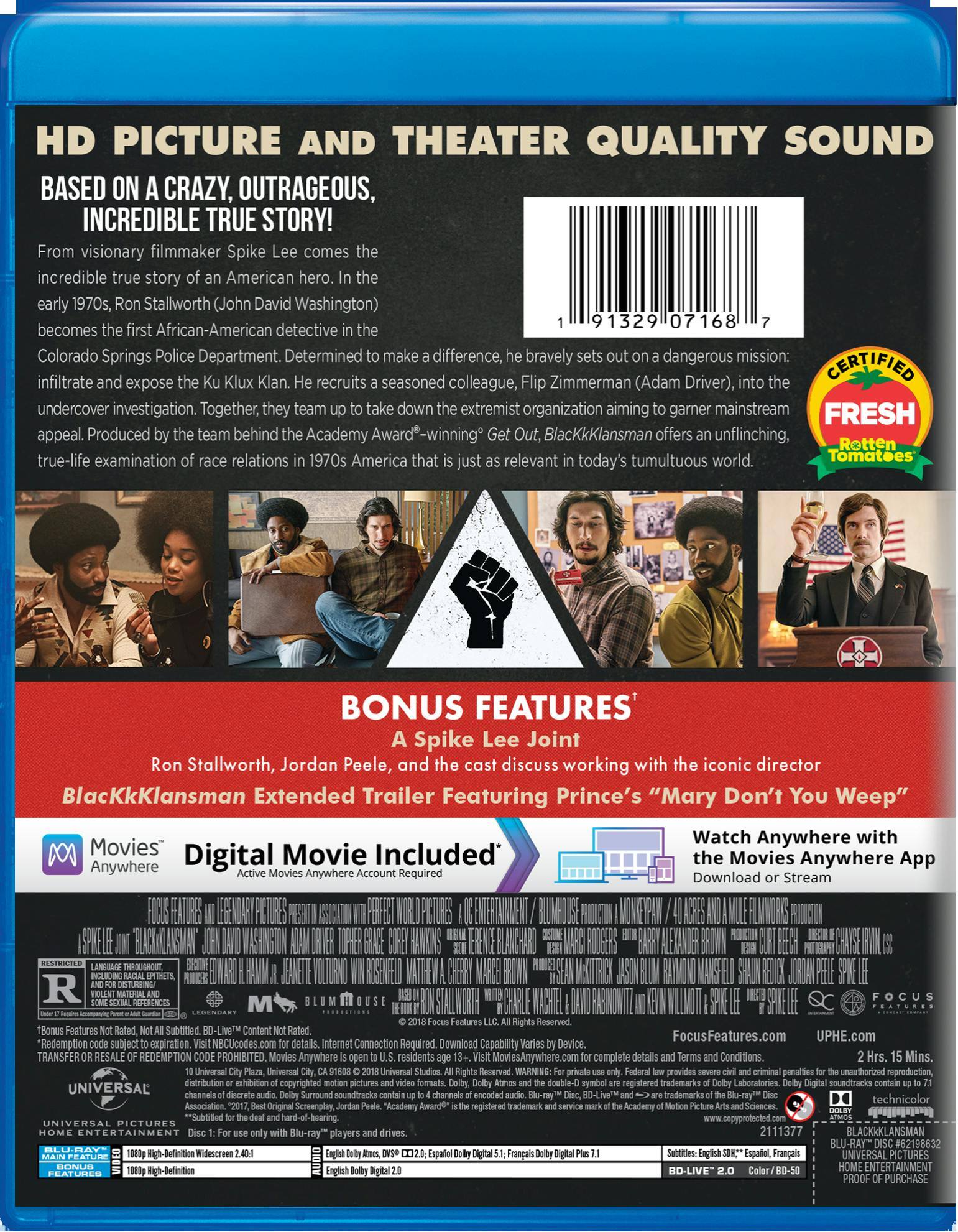 Angle. BlackkKlansman (Blu-ray + Digital HD) [Blu-ray].