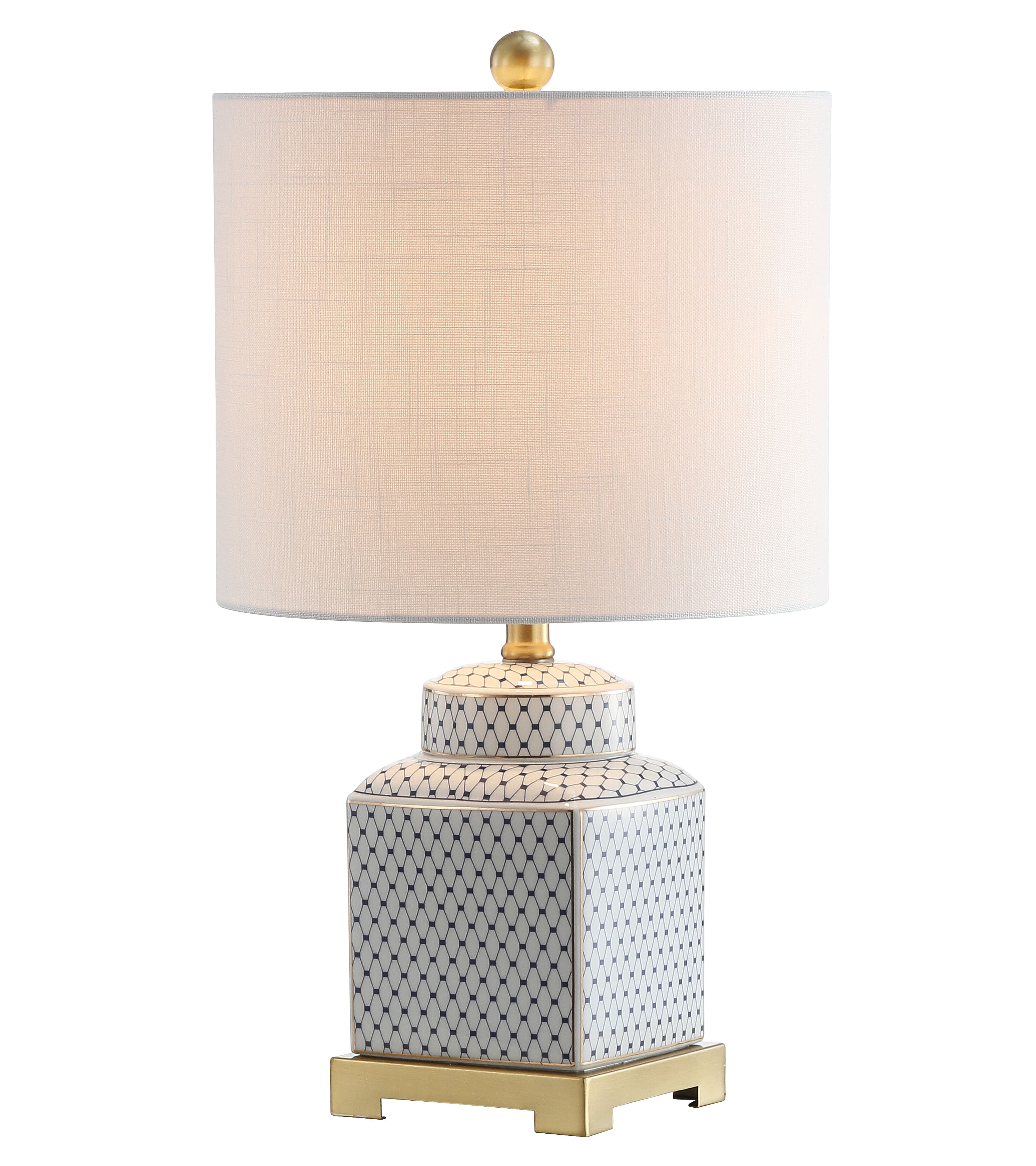 Jonathan Y - Cleo 21.5" Ceramic/Metal Ginger Jar LED Table Lamp - White/Navy