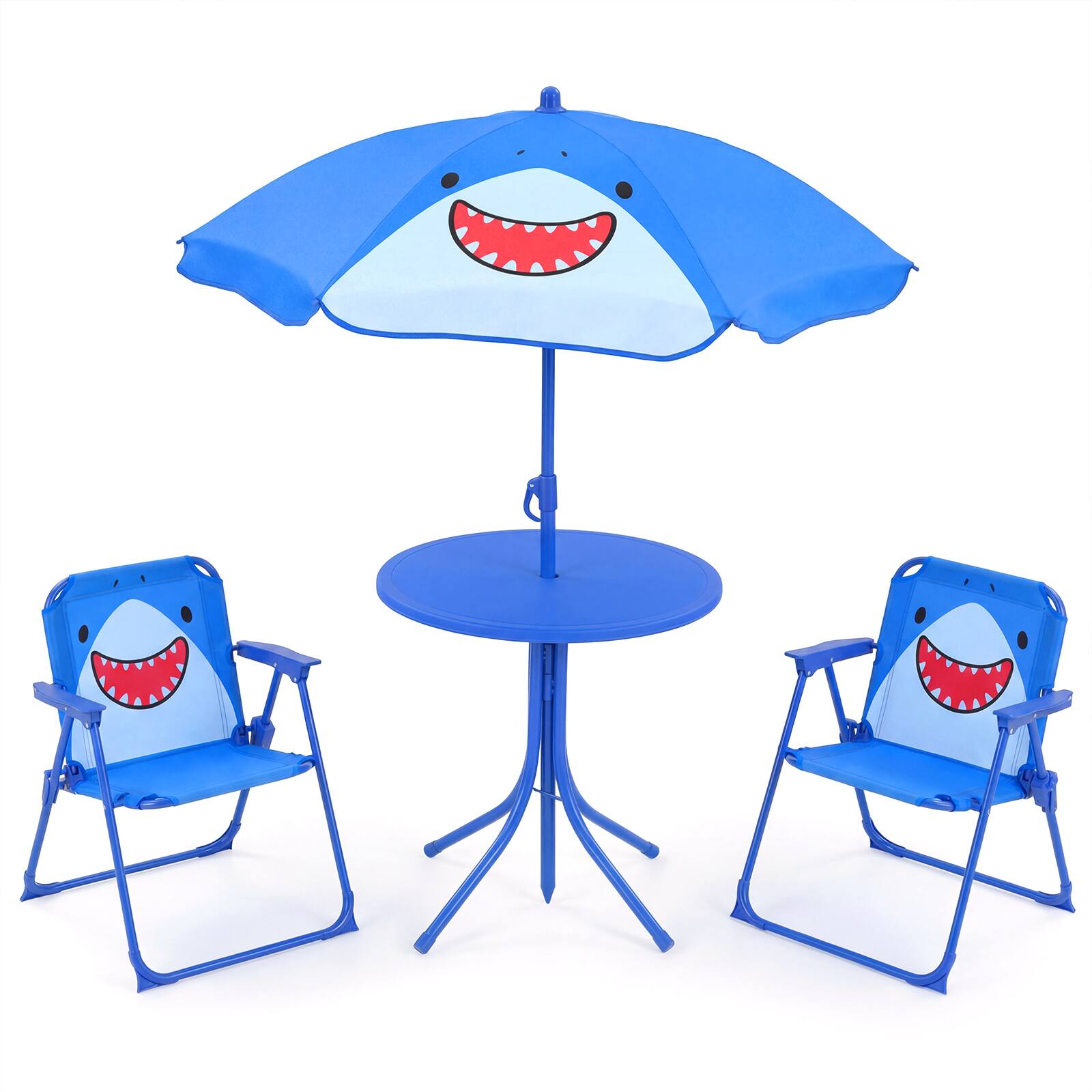 Gymax - Kids Picnic Table Outdoor Table&Chair Set 2 Folding Chairs&Adjustable Umbrella - Blue price history on PriceWatchPro