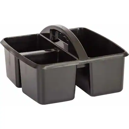 Front. Teacher Created Resources - Teacher Created Resources Plastic Storage Caddy, 9" L x 9-1/4" W x 5-1/4" H, Black, 1 Count.