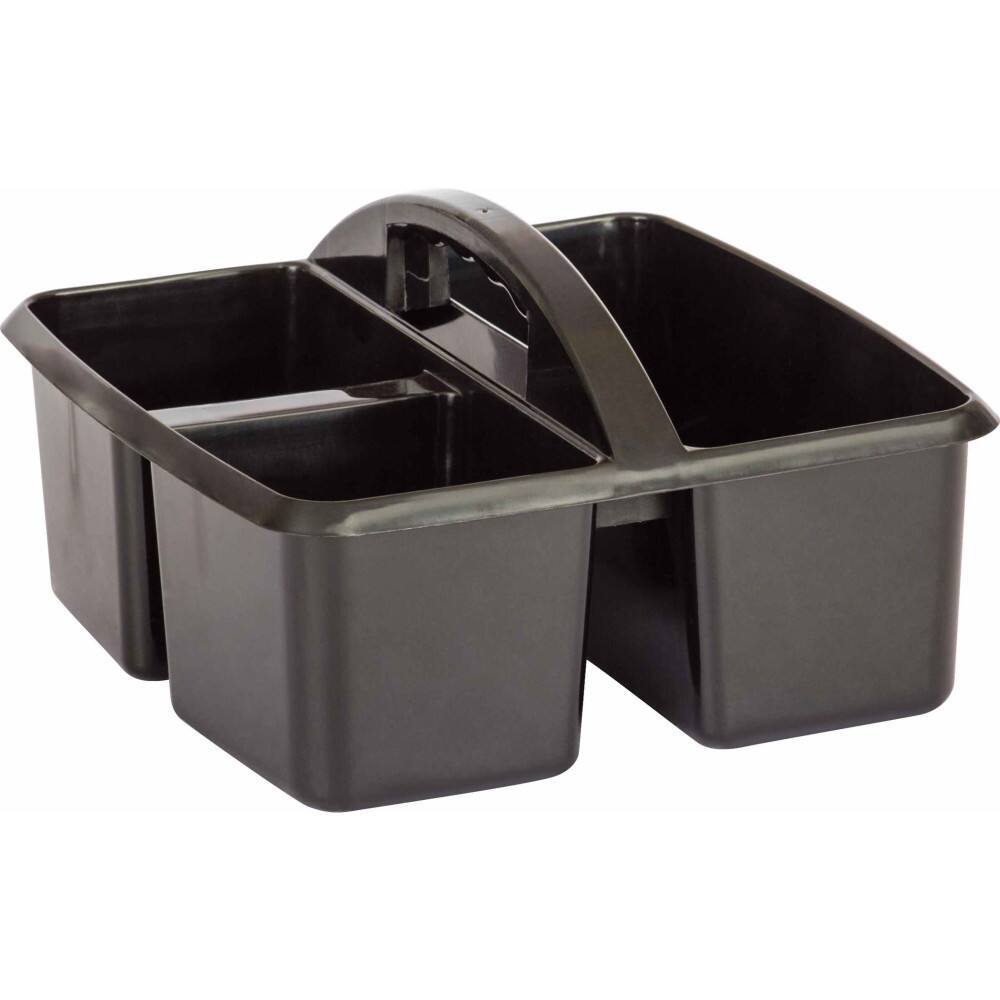 Front. Teacher Created Resources - Teacher Created Resources Plastic Storage Caddy, 9" L x 9-1/4" W x 5-1/4" H, Black, 1 Count.