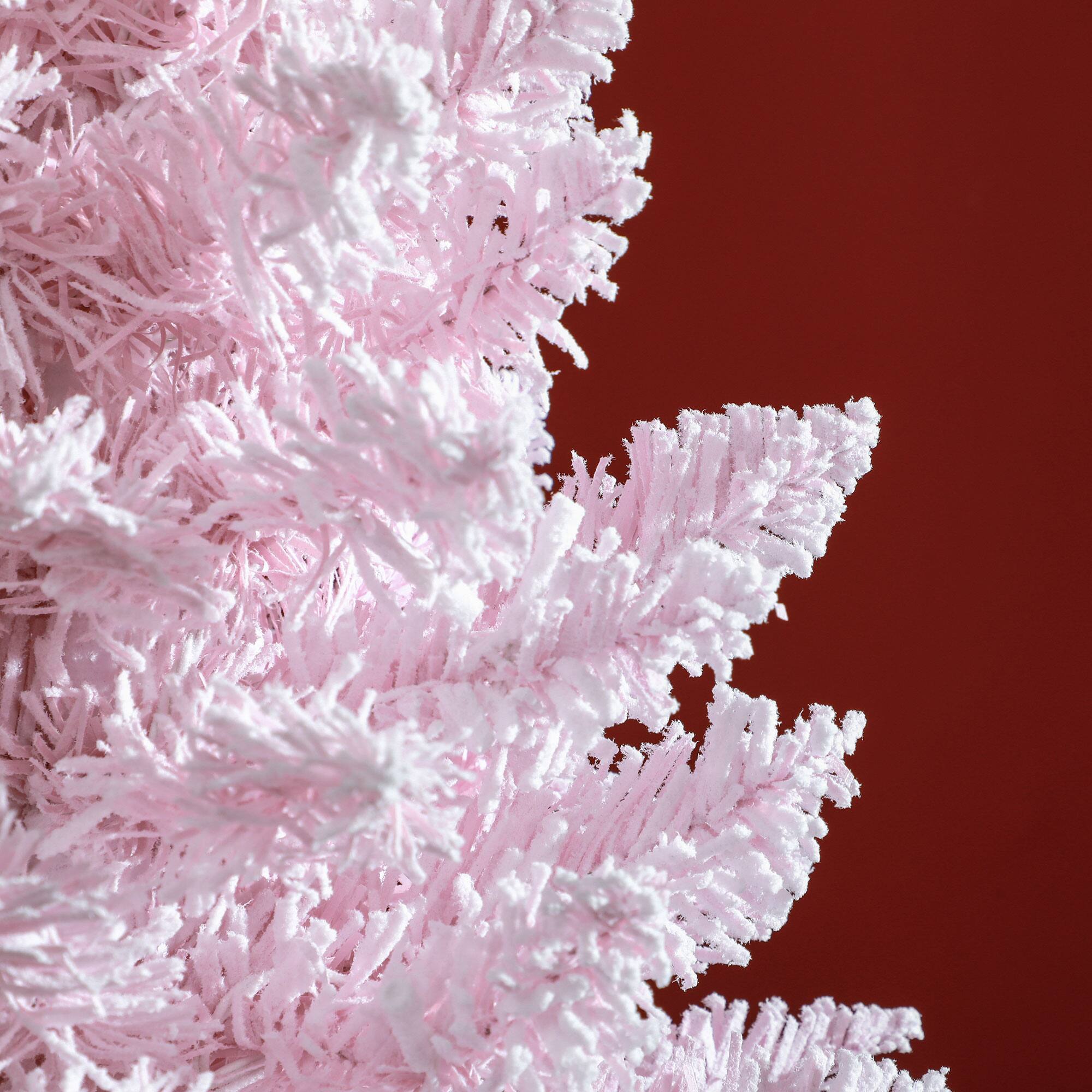 Alt View 8. Homcom - Pre-Lit Slim Noble Fir Artificial Pencil Christmas Tree, 170 Warm White LEDs, 390 Tips - pink.