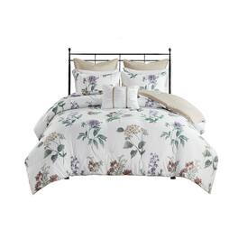 Gracie Mills - Marlin 7 Piece Printed Seersucker Comforter Set with Throw Blanket - Taupe/Blush