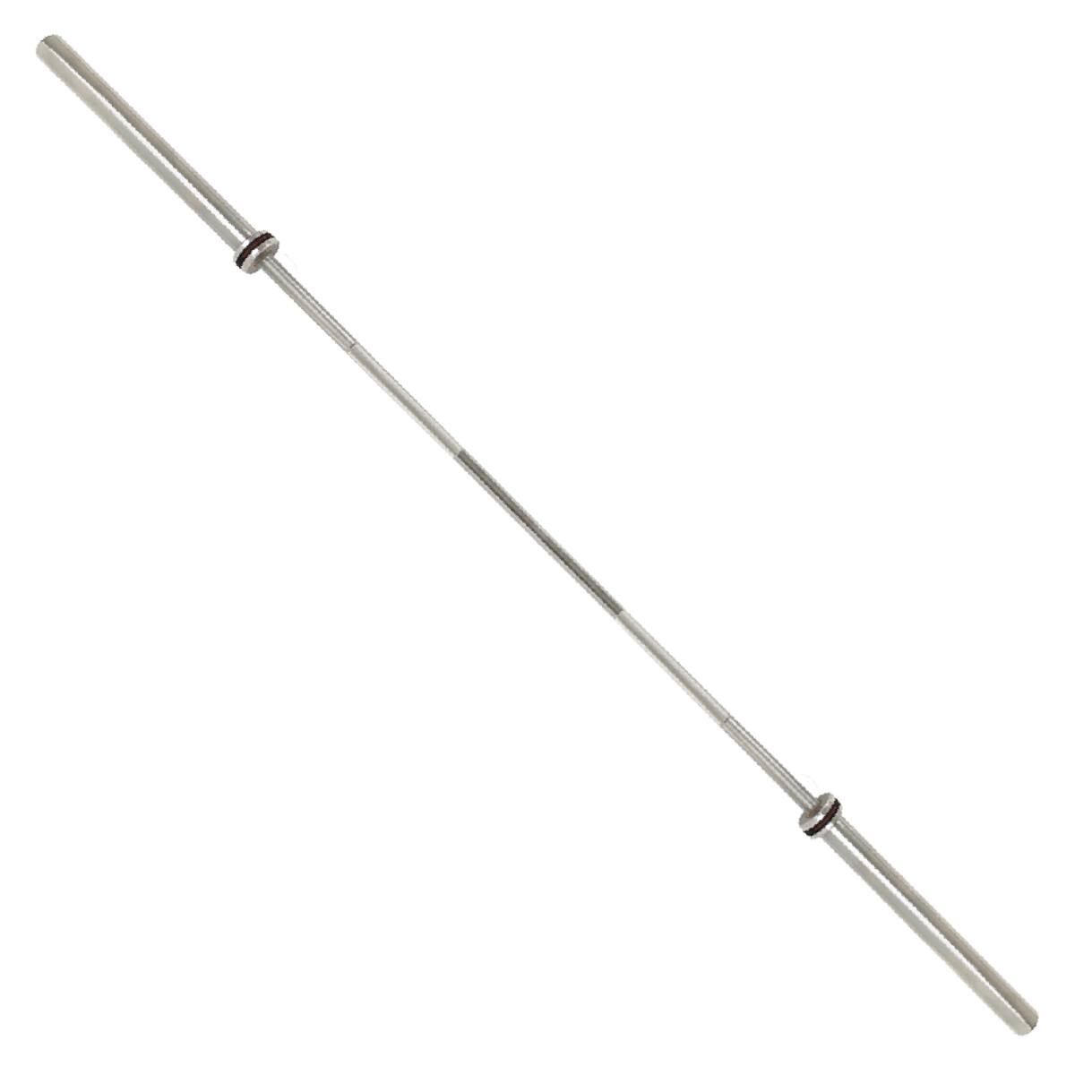 Front. Sunny Health & Fitness - 86” (7 ft) Olympic Barbell Bar with 28mm shaft diameter - Silver.