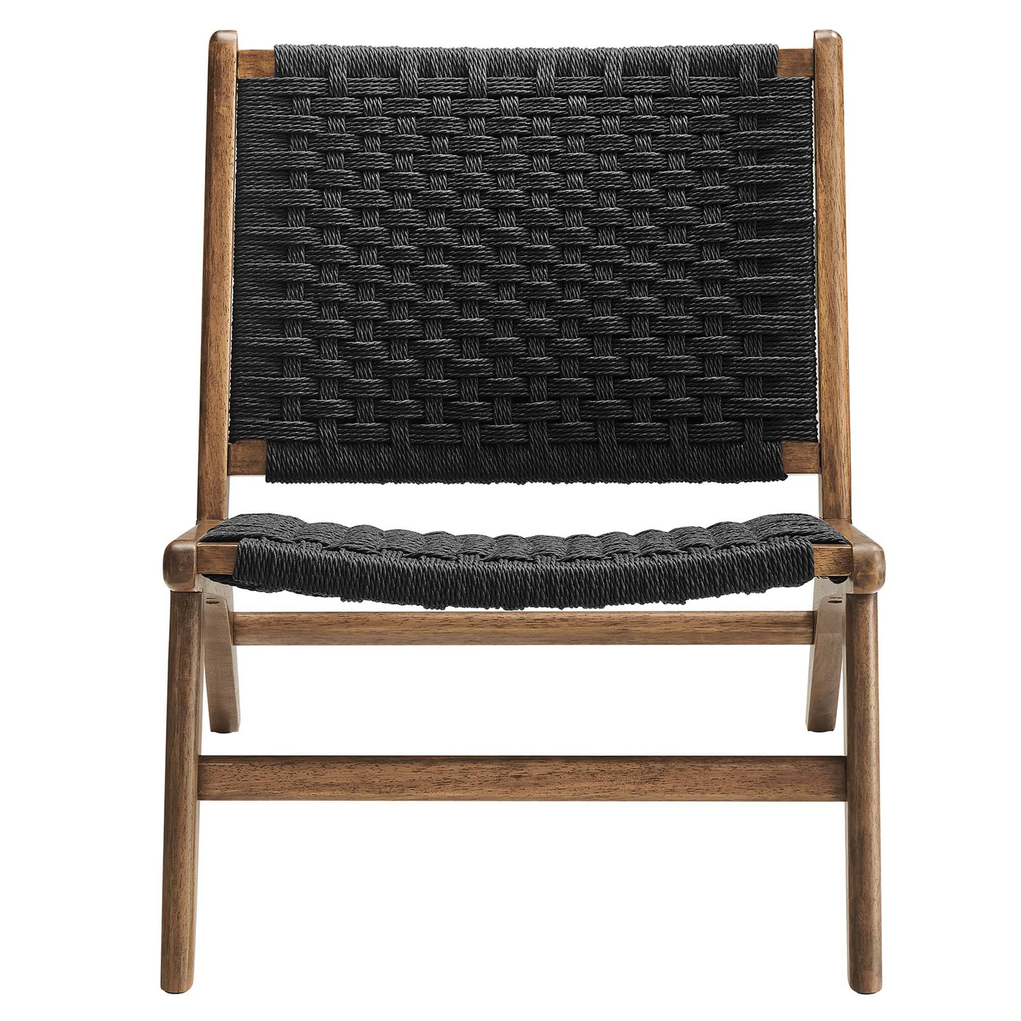 Alt View 4. Modway - Saoirse Woven Rope Wood Accent Lounge Chair by Modway - Walnut Black.