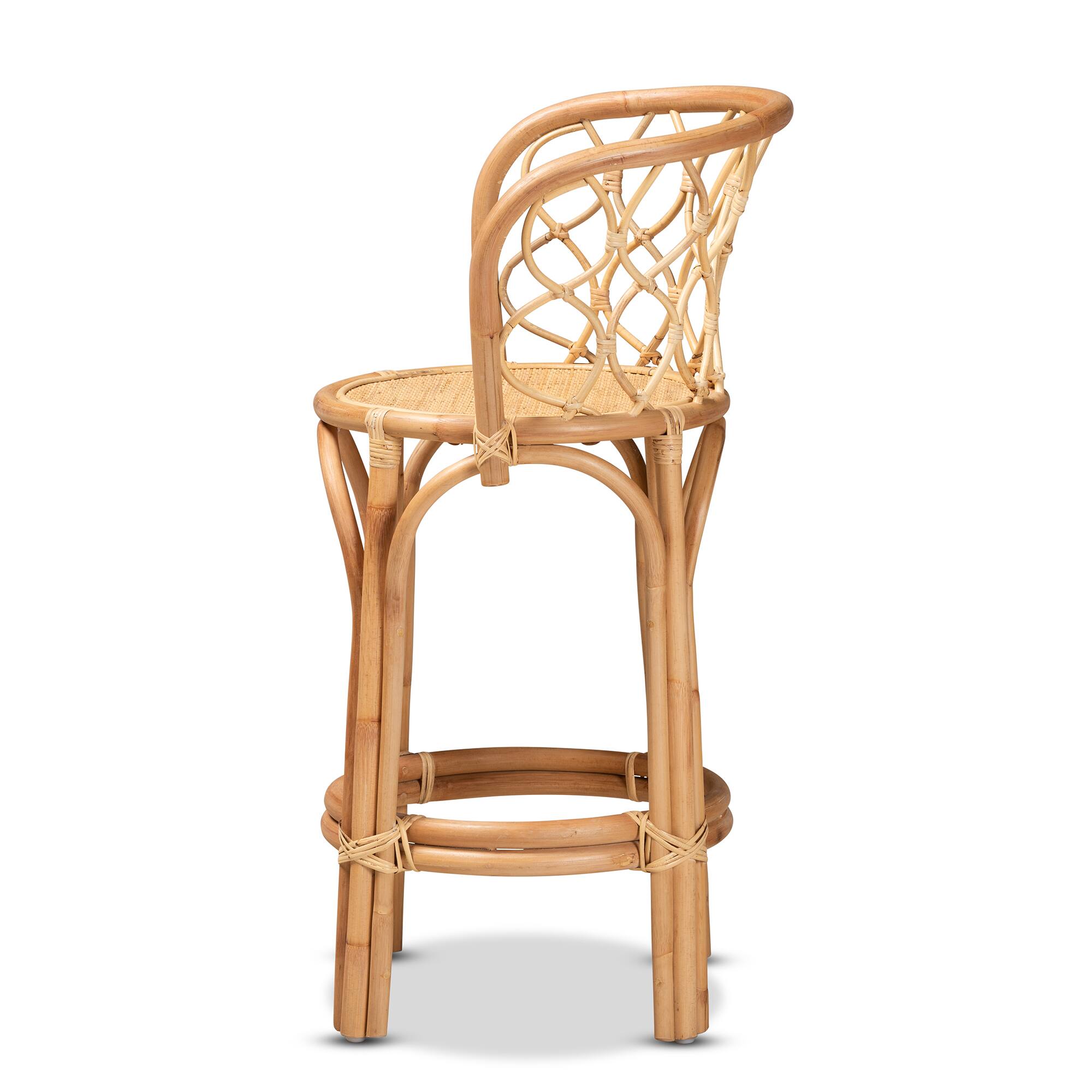 Left. bali & pari - Diana Modern and Contemporary Natural Finished Rattan Counter Stool - Natural.